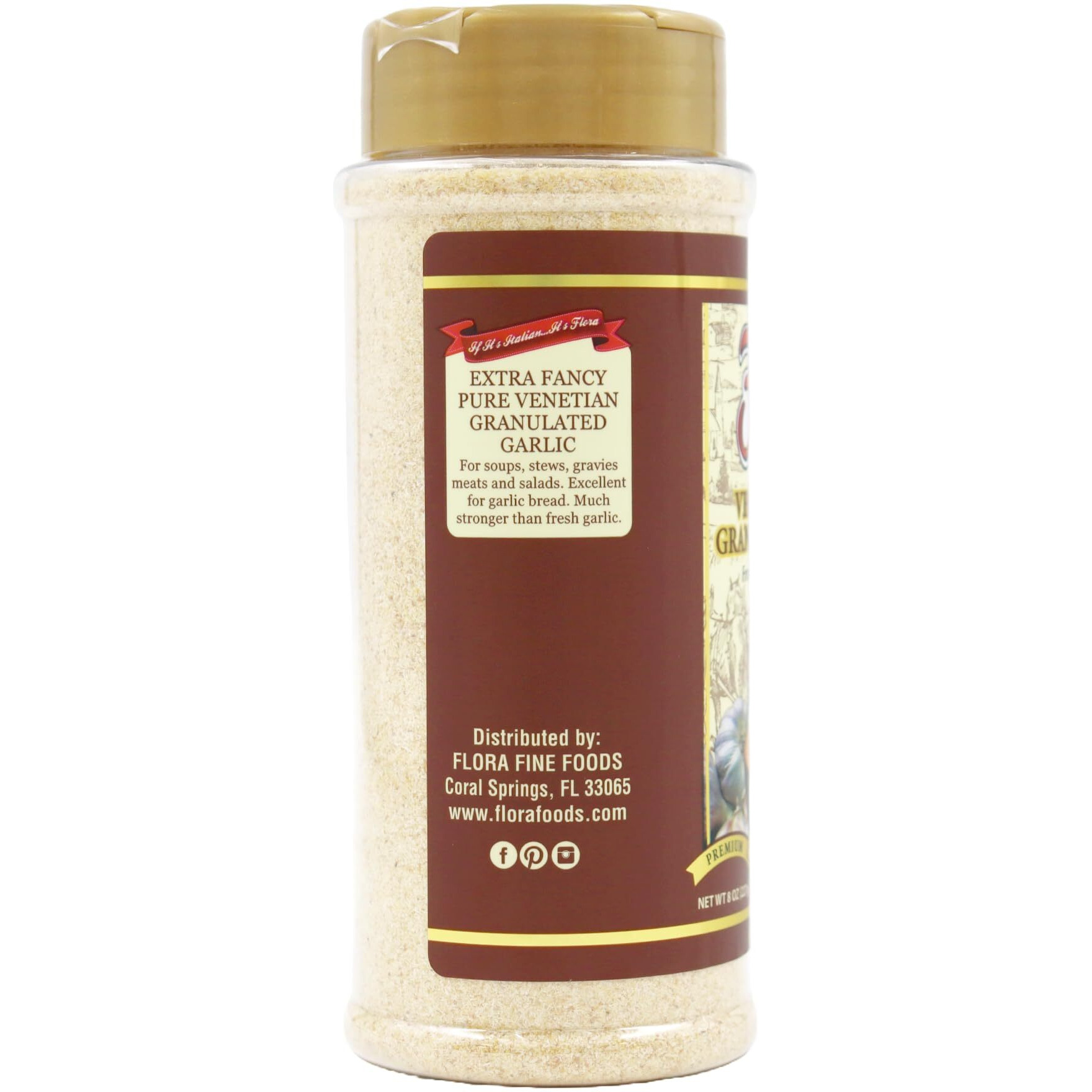 Granulated Garlic (Venetian) By Flora Foods - All Natural - Zero Fillers - Great Taste