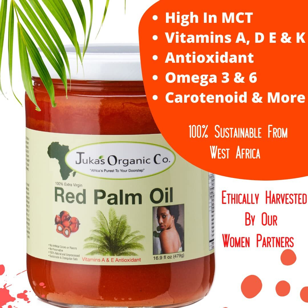 Juka's Red Palm Oil (100% Organic & Natural From Africa)(16.9 Fl Oz)