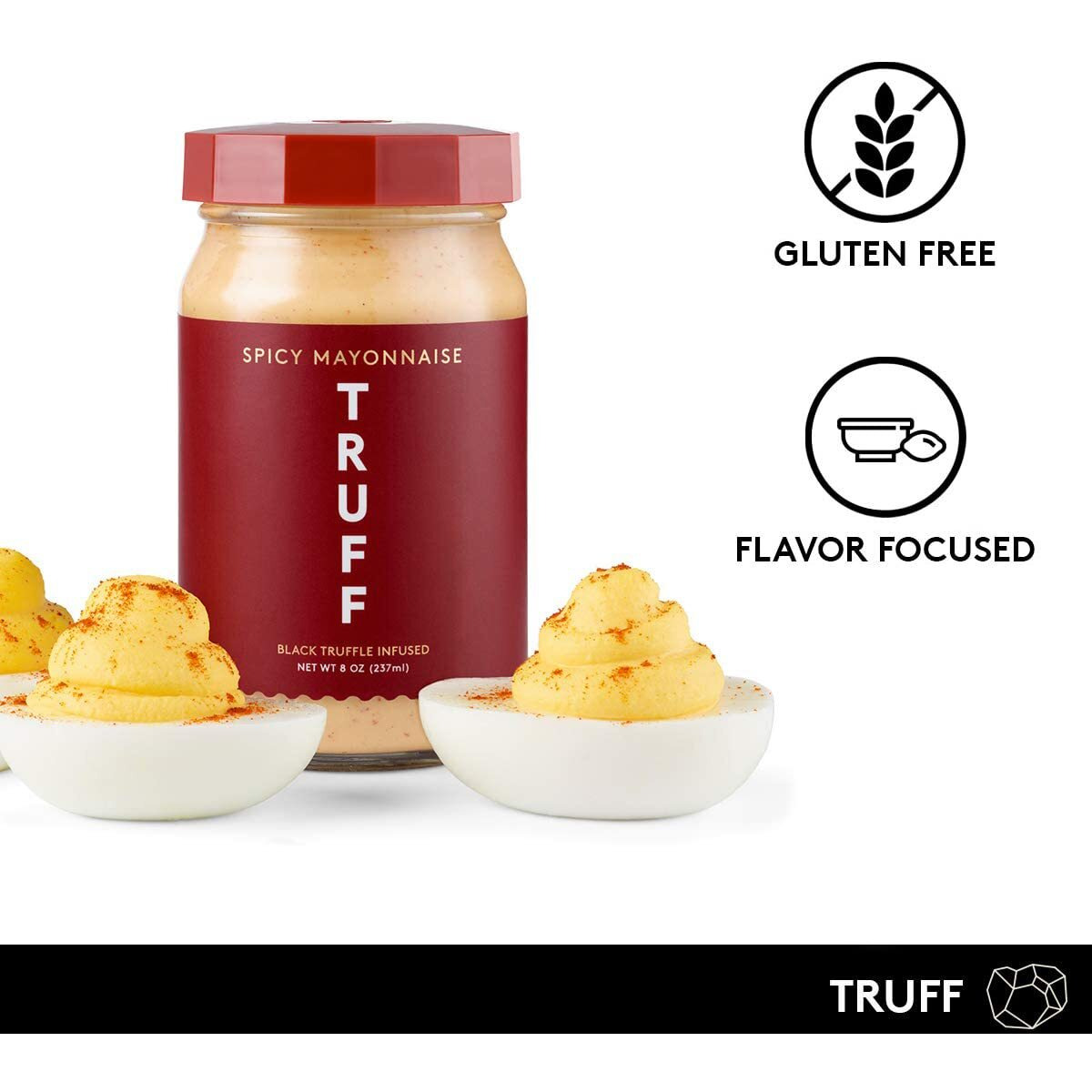 Truff Spicy Mayo, Gourmet Mayonnaise Made With Black Winter Truffles, Sunflower Oil, Cage-Free Eggs And Jalapeos | Heat And Umami For Savory Spreads, Salads, Non-Gmo, Gluten Free | Spicy With Premium Box - Bundle Of 2