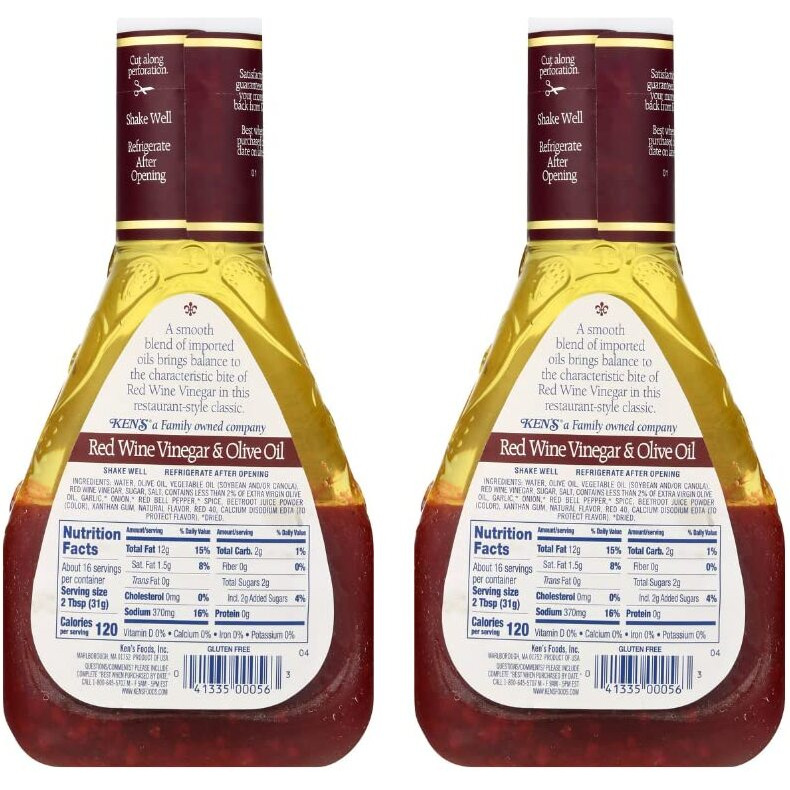 Ken's Red Wine Vinegar & Olive Oil Dressing (16 Fl Oz, Pack Of 2)