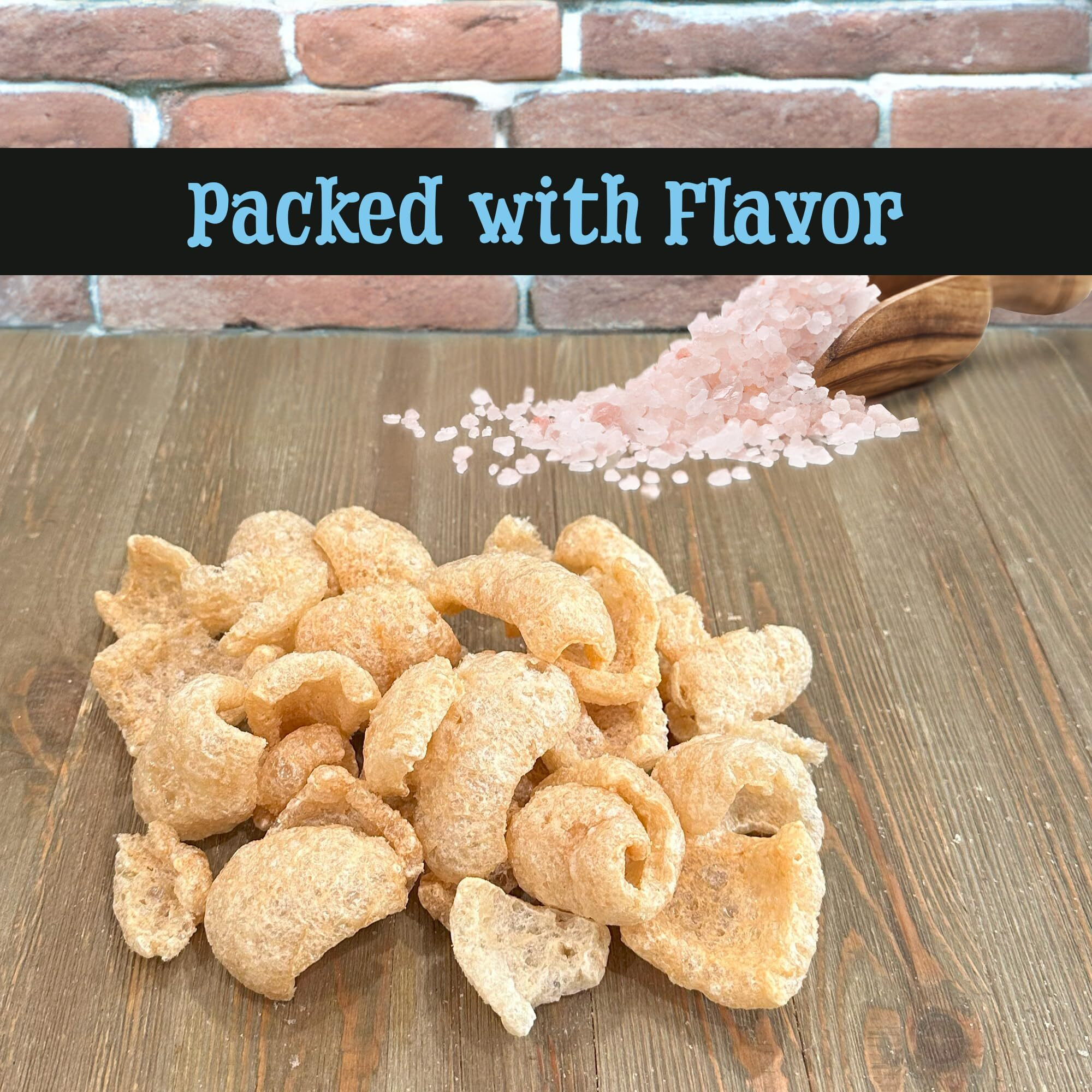 Keto Friendly Himalayan Pork Rinds (Himalayan Pink Salt, 8Oz Bag) Pork Crisps Artisan Fried In Coconut Oil
