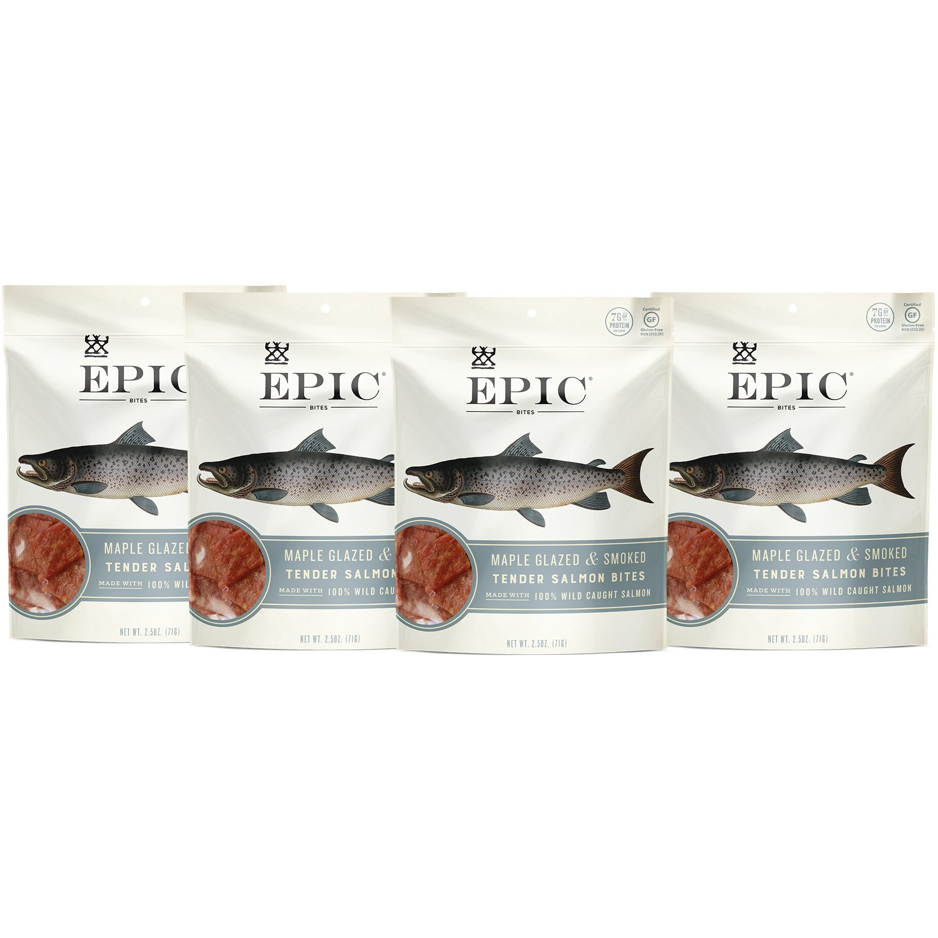 Epic Provisions Jerky Bites, 100% Wild Caught, Maple Glazed & Smoked, Alaskan Salmon, Coconut Oil 2.5 Oz. (4 Count)