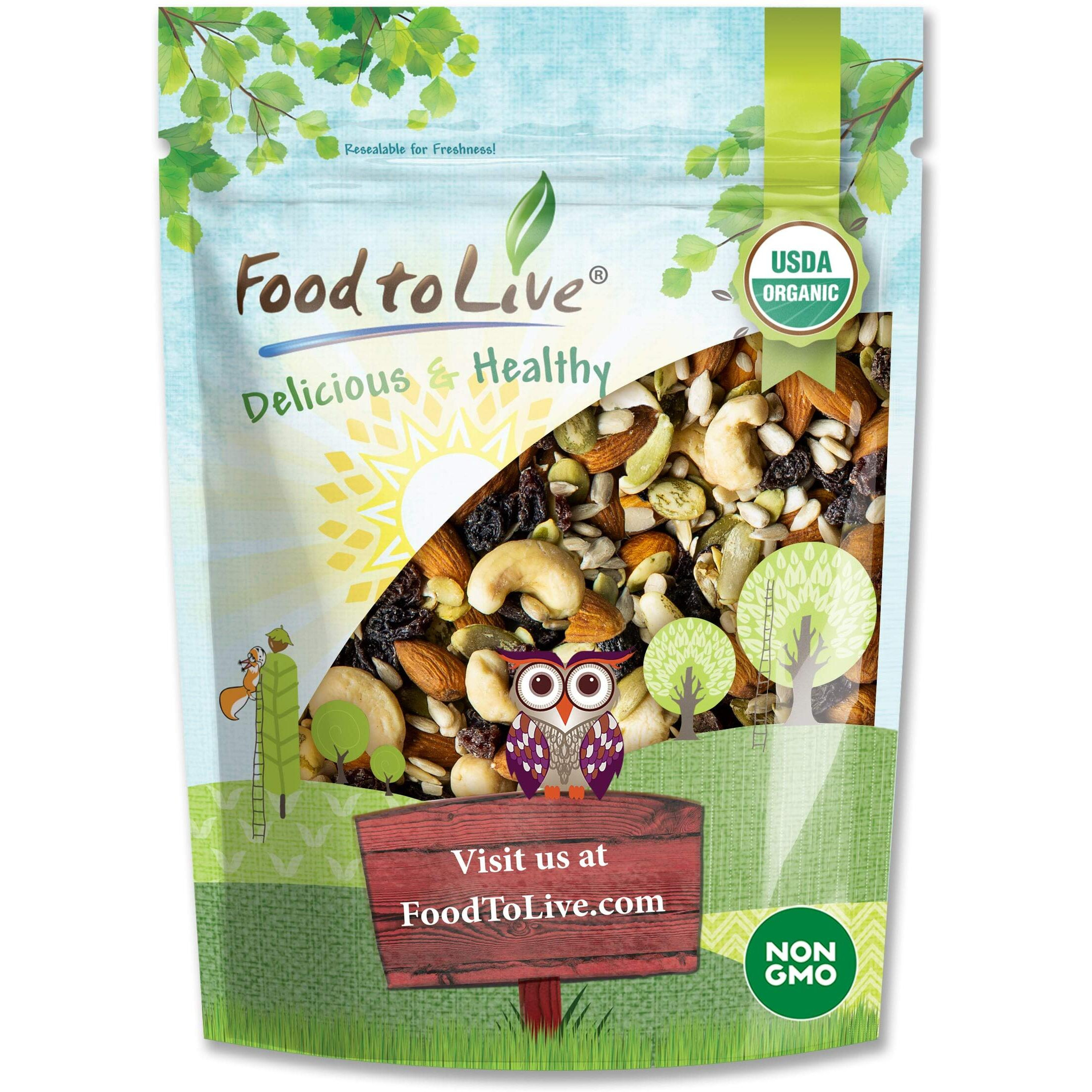 Organic Raw Seeds, Nuts And Raisins Mix, 1 Pound - Raw And Non-Gmo Trail Mix Contains Walnuts, Almonds, Cashews, Hazelnuts, And Raisins. Vegan Superfood Snack, Kosher, No Added Sugar And Oil, Bulk