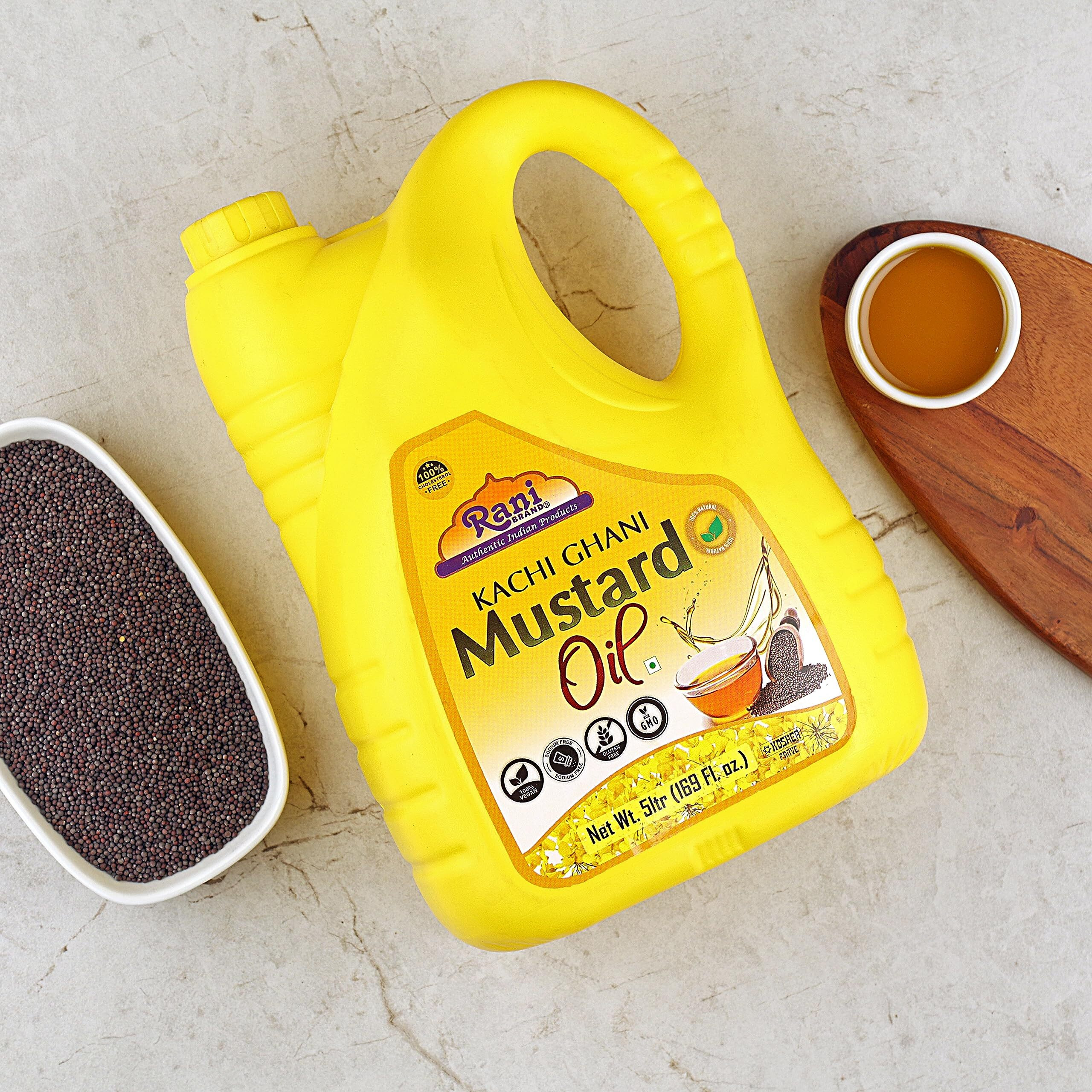 Rani Mustard Oil (Kachi Ghani) 169 Ounce (5 Liter) Non-Gmo | Gluten Free | Vegan | 100% Natural | Kosher