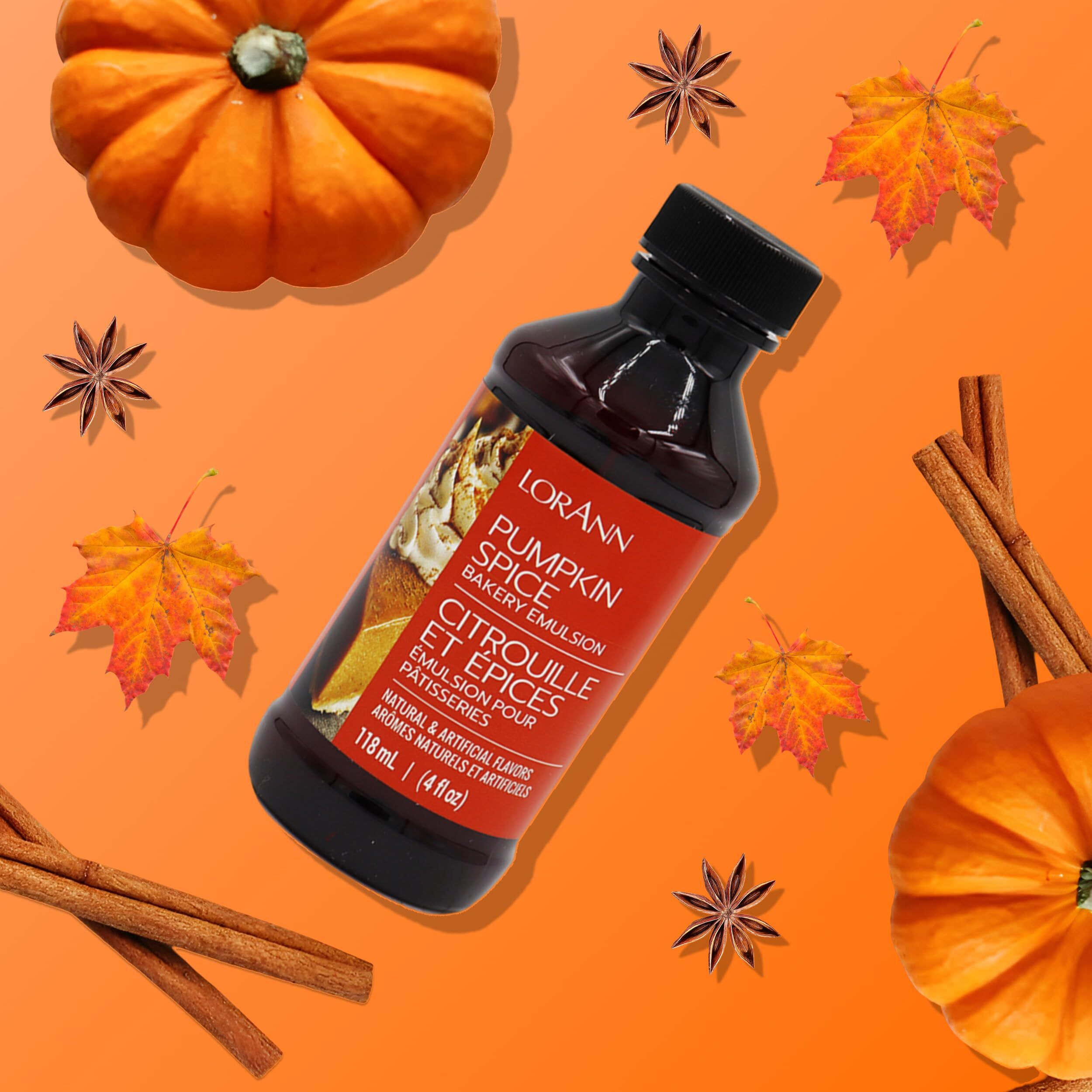 Lorann Oils Pumpkin Spice Bakery Emulsion Genuine Pumpkin Spice Blend, Perfect For Boosting Fall Flavors In Cakes, Cookies & Desserts, Gluten-Free, Keto-Friendly, Pumpkin Spice Flavoring Essential