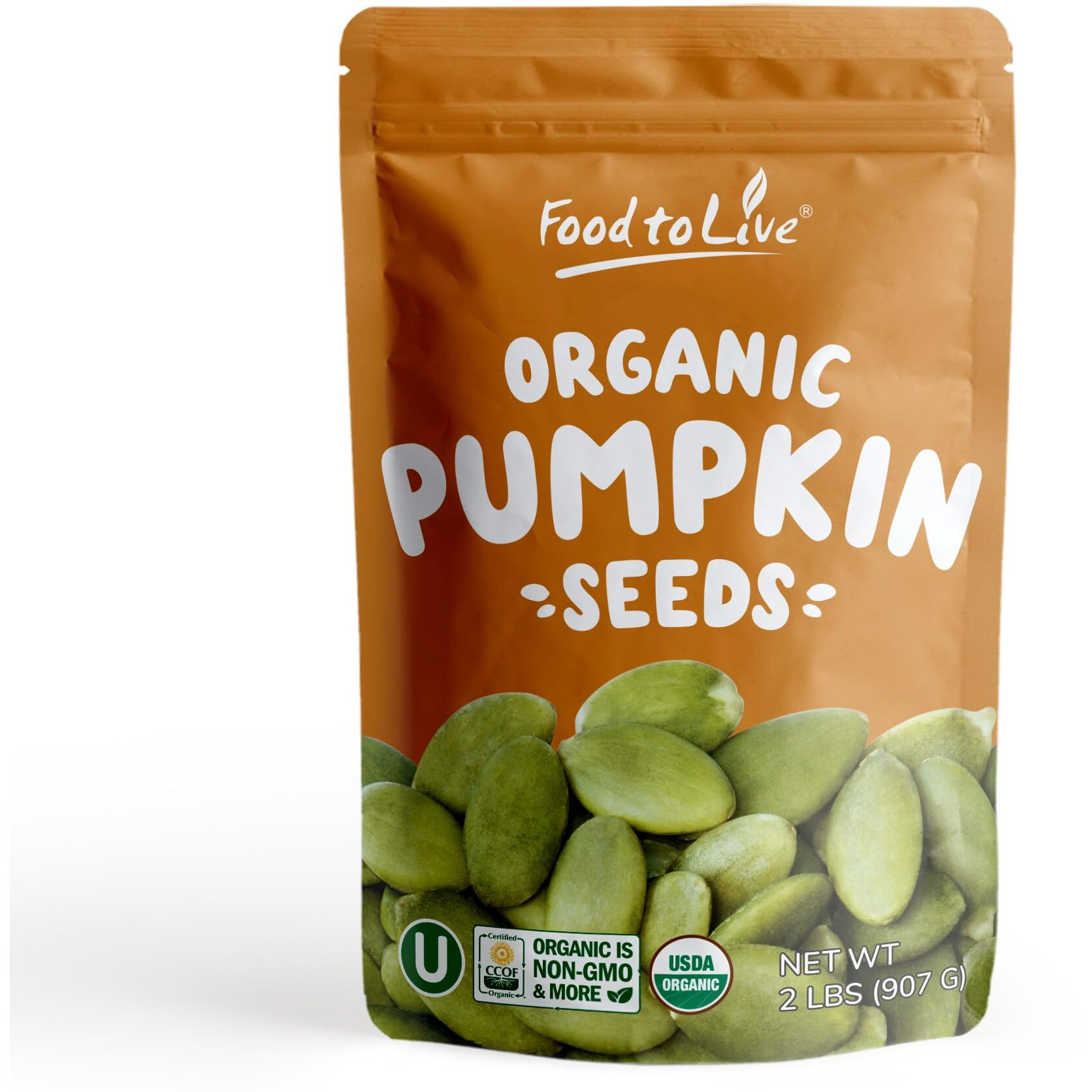 Food To Live Organic Dry Roasted Pumpkin Seed Kernels With Himalayan Salt, 8 Ounces Non-Gmo, Oven Roasted Whole Pepitas, No Oil Added, Shelled, Vegan, Kosher, Bulk