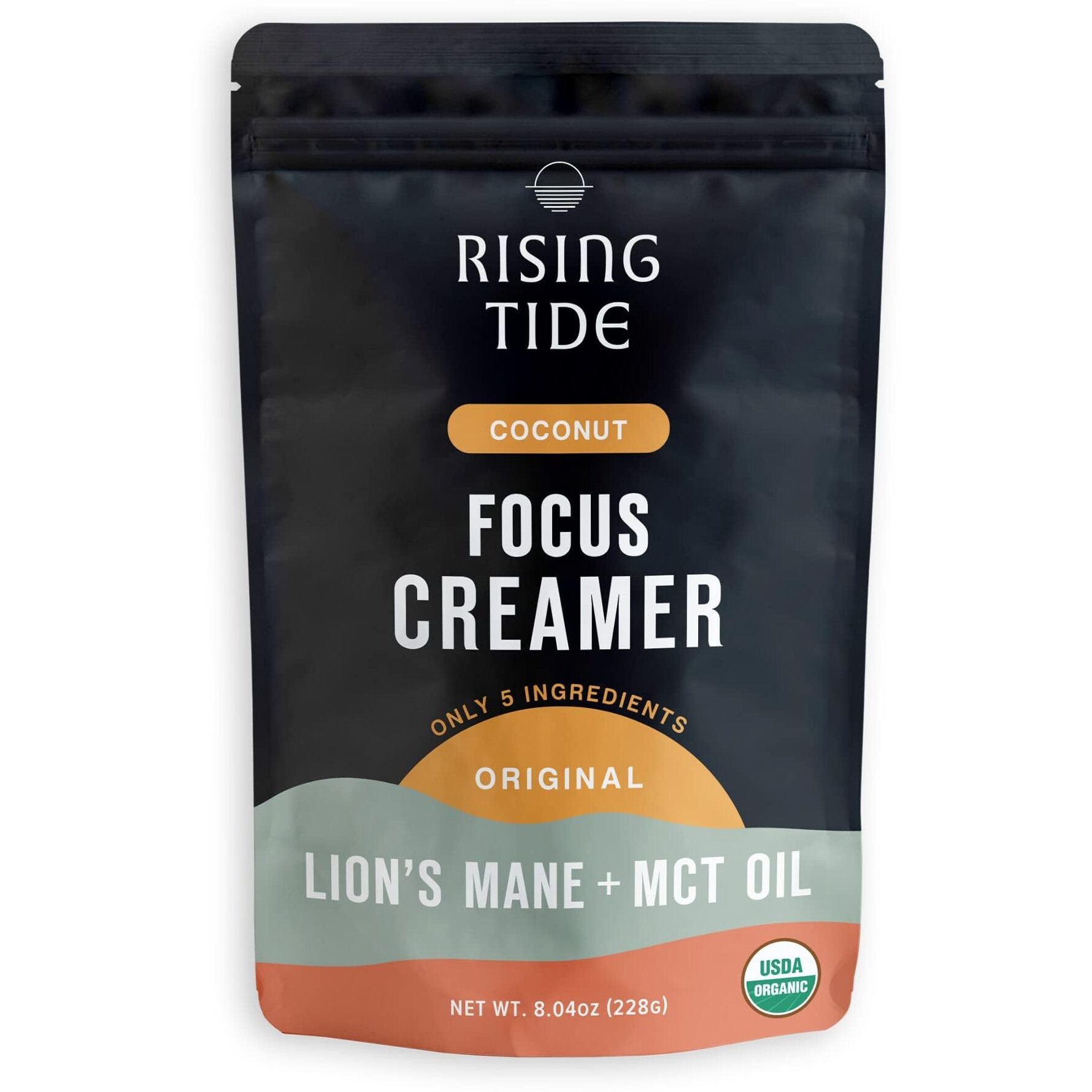 Rising Tide Organic Mushroom Superfood Creamer - Coconut Milk Powder, Lions Mane Mushrooms, Mct Oil - Non Dairy Cream Alternative For Coffee - Plant Based And Keto Friendly (38 Servings)