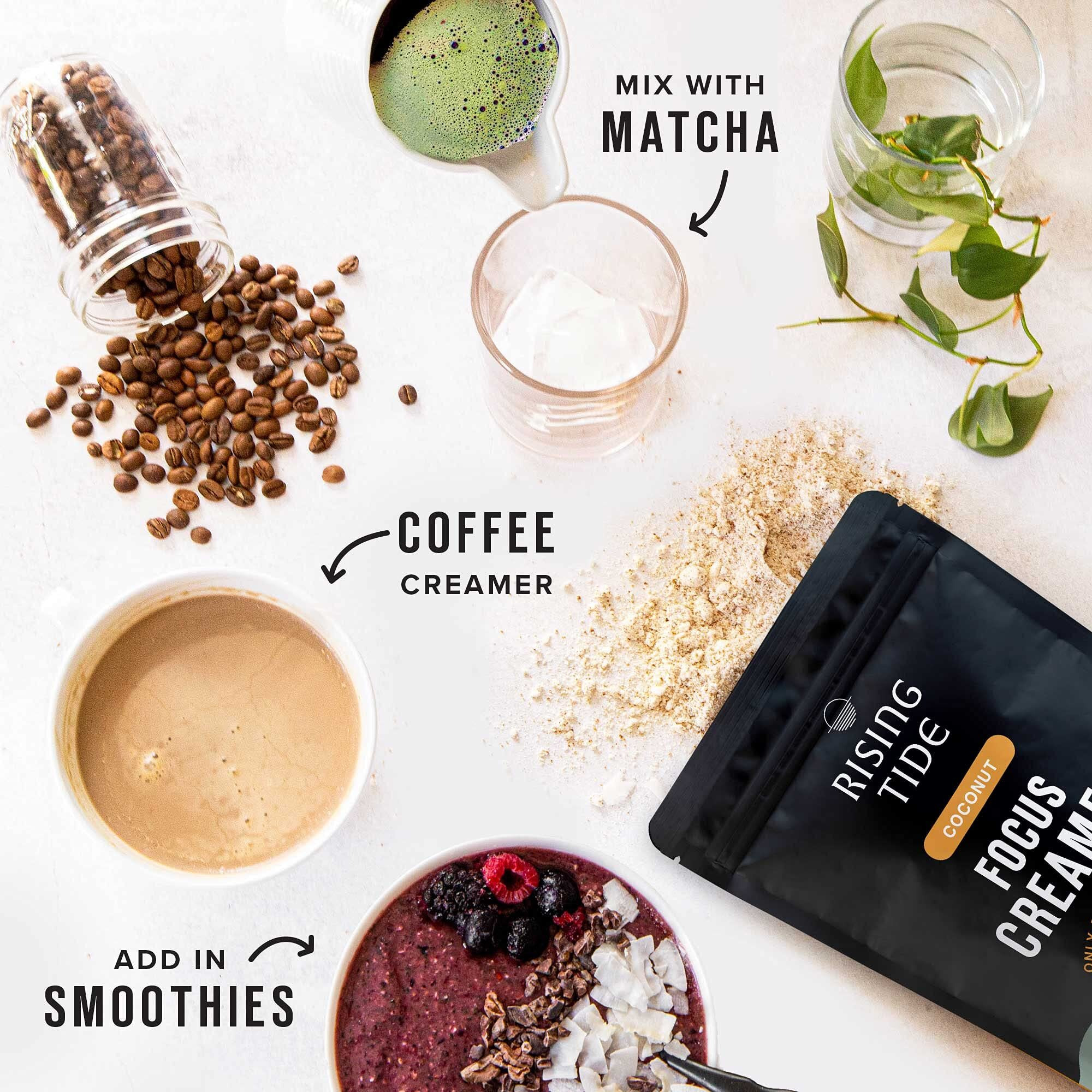 Rising Tide Organic Mushroom Superfood Creamer - Coconut Milk Powder, Lions Mane Mushrooms, Mct Oil - Non Dairy Cream Alternative For Coffee - Plant Based And Keto Friendly (38 Servings)