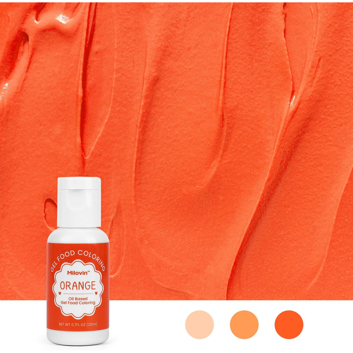Oil Based Food Coloring For Chocolate, 20Ml Edible Orange Oil Based Food Coloring Gel For Cake Decorating, Sugar, Candy Melts, Baking, Cookies, Icing Frosting, Meringues, Cream- 0.7 Fl. Oz(Orange)