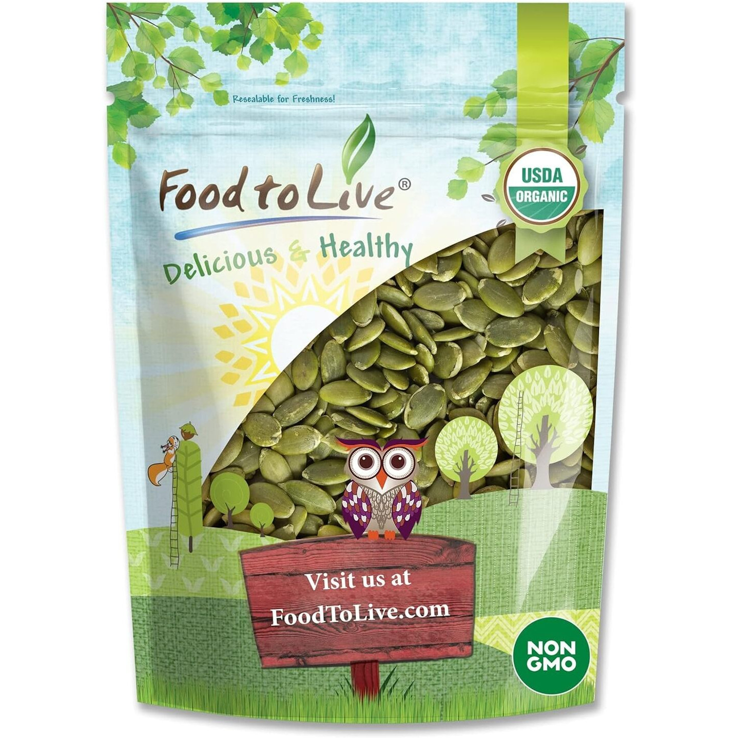 Food To Live Organic Raw Pepitas, 12 Ounces - Non-Gmo, Pumpkin Seed Kernels, Unsalted, No Oil, No Shell, Vegan, Kosher, Bulk. Keto Snack.