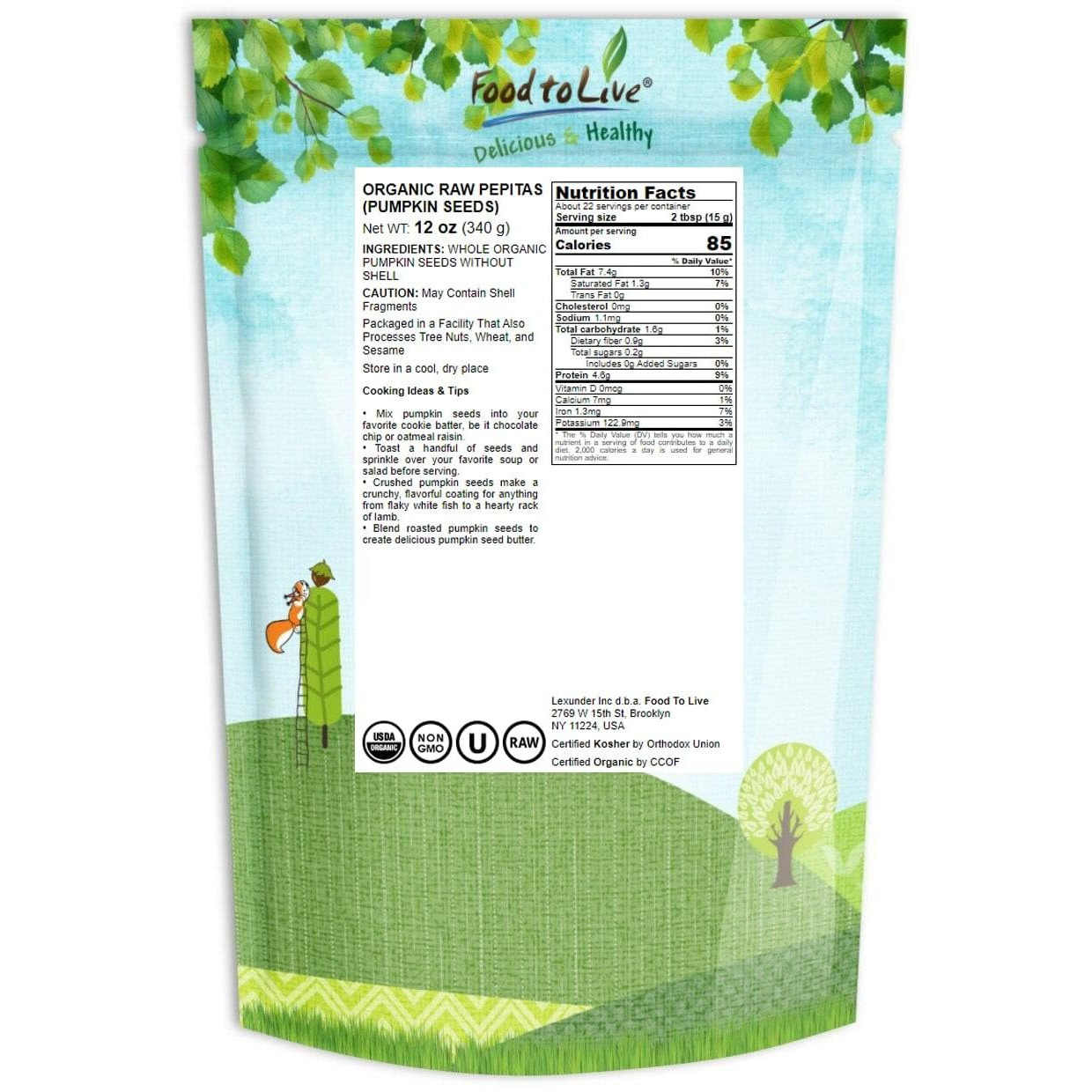 Food To Live Organic Raw Pepitas, 12 Ounces - Non-Gmo, Pumpkin Seed Kernels, Unsalted, No Oil, No Shell, Vegan, Kosher, Bulk. Keto Snack.