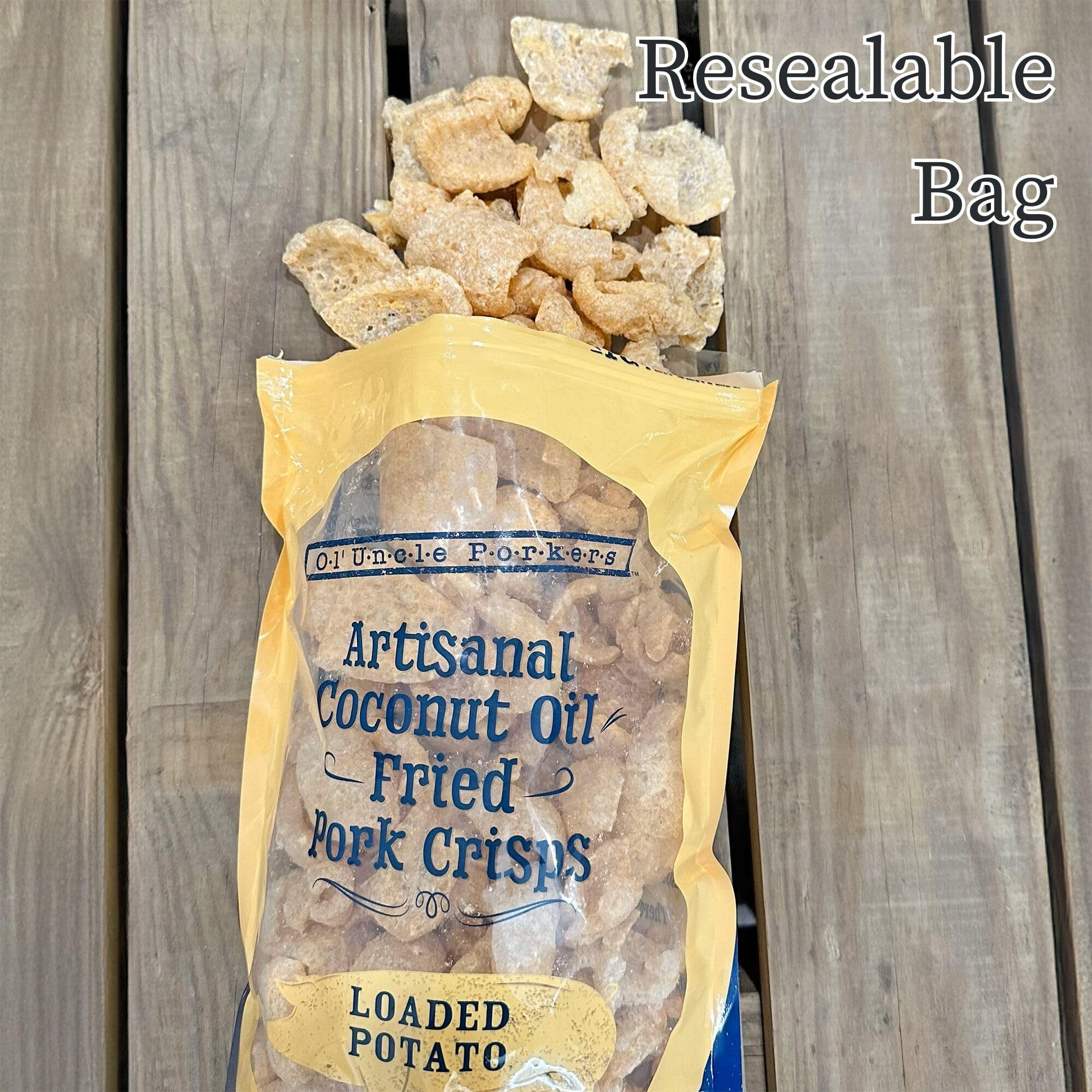 Keto-Friendly Pork Rinds (Loaded Baked Potato Flavor, 8Oz Bag), Pork Crisps Artisan Fried In Coconut Oil