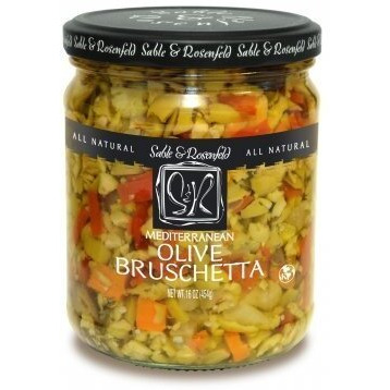 Spicy Olive Bruschetta - Kalamata Sandwich Spread With Peppers And Olive Oil For Muffuletta, Sandwiches, Dips, Crackers, Salads, & Appetizers, Non-Gmo - Sable & Rosenfeld - 16 Oz (Pack 6)