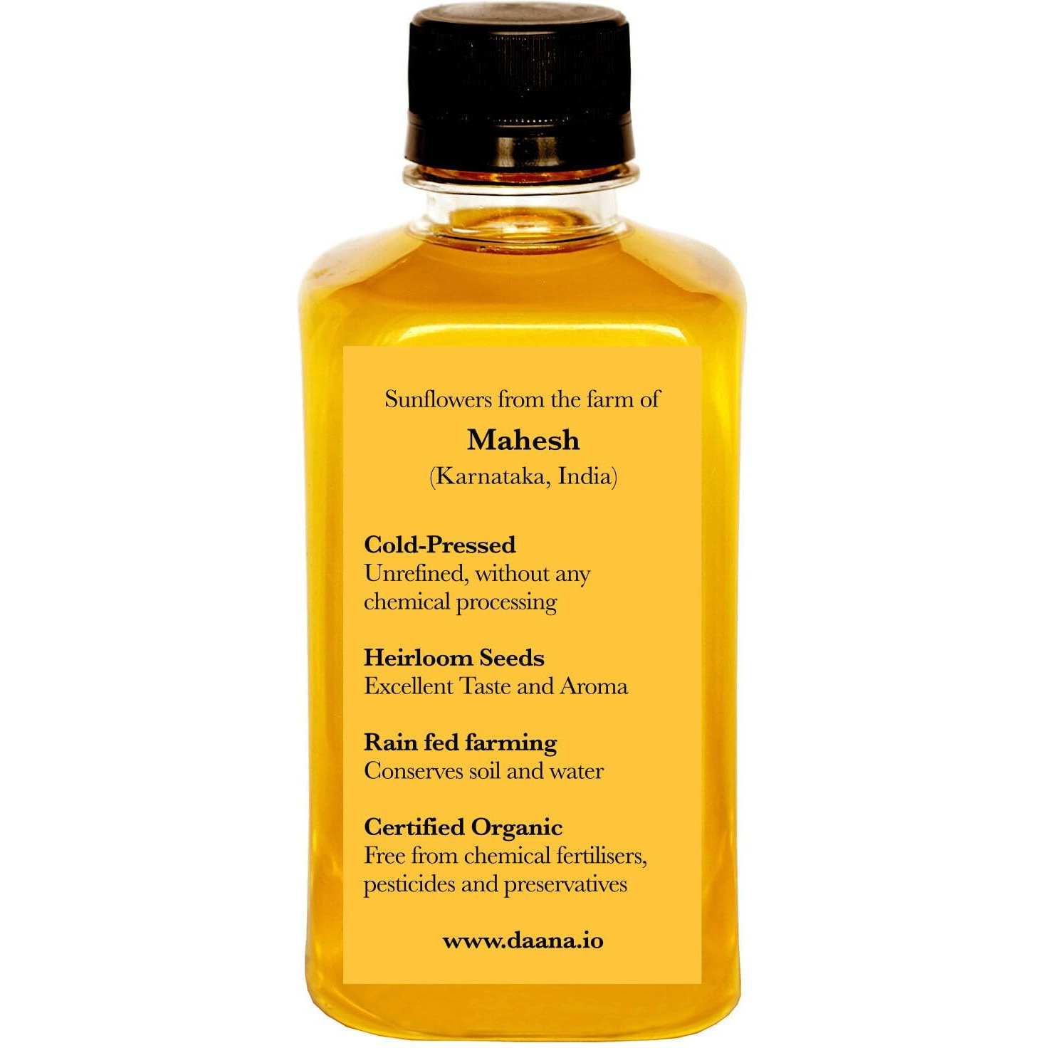 Daana Sunflower Oil Certified Usda Organic, Extra Virgin, Cold Pressed, High Oleic, Non-Gmo. Healthy Oil For Cooking, Baking, Frying, Hair And Skin Care. Pesticide And Chemical Free (12 Oz)