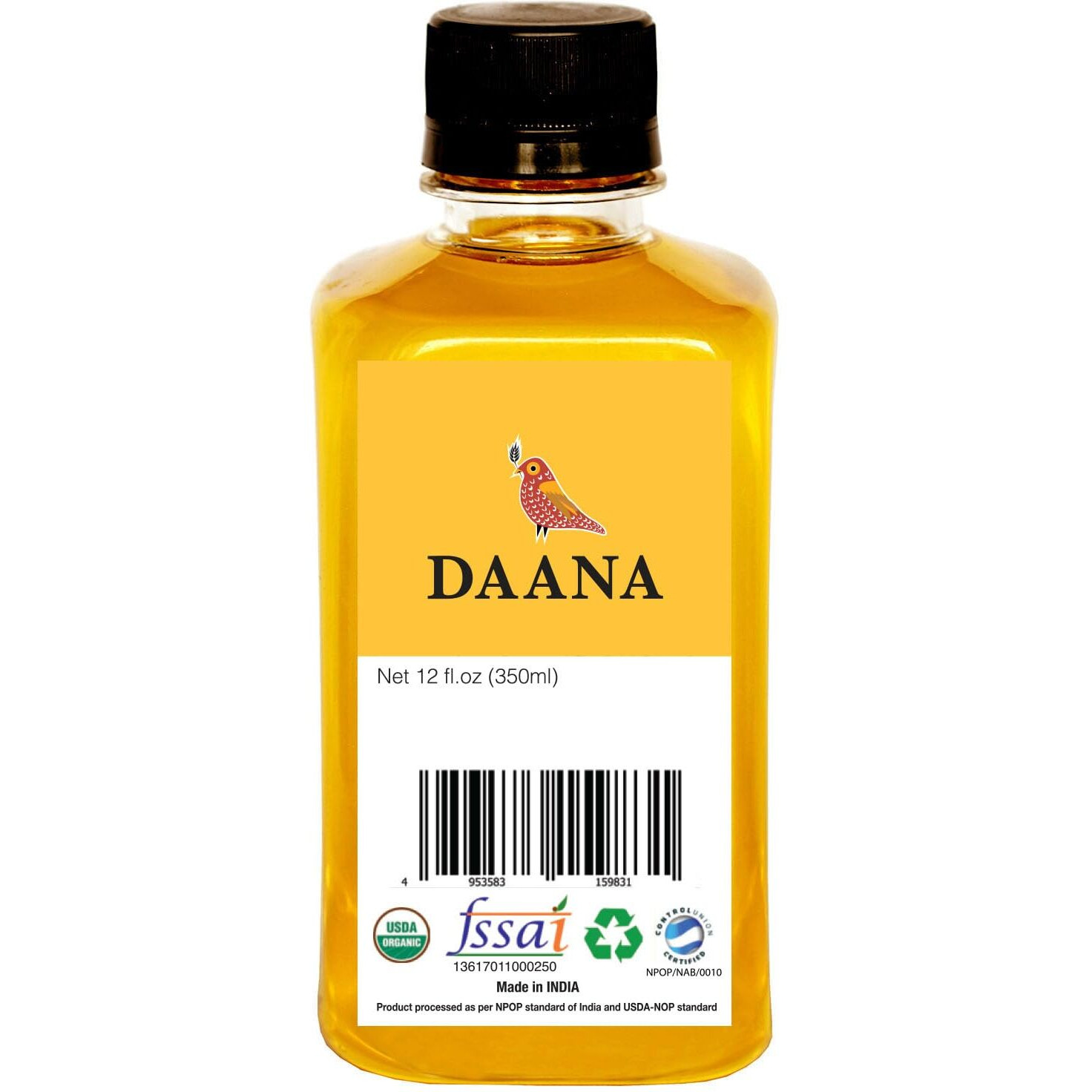 Daana Sunflower Oil Certified Usda Organic, Extra Virgin, Cold Pressed, High Oleic, Non-Gmo. Healthy Oil For Cooking, Baking, Frying, Hair And Skin Care. Pesticide And Chemical Free (12 Oz)