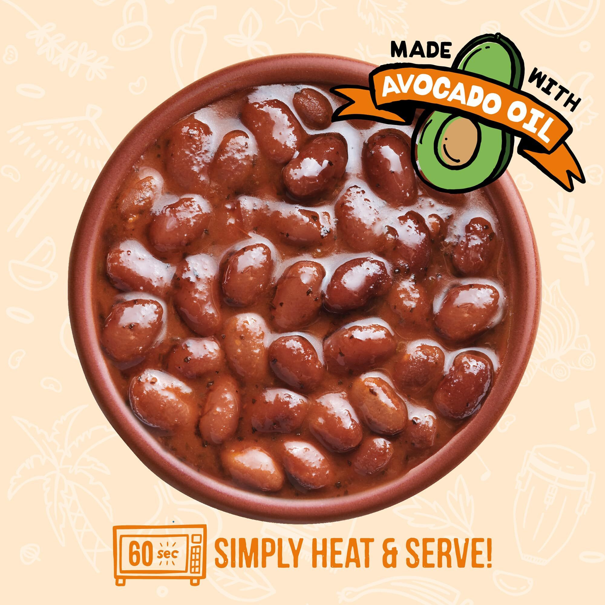 A Dozen Cousins Seasoned Pinto Beans, Vegan And Non-Gmo Meals Ready To Eat Made With Avocado Oil (Mexican Pinto Beans, 8-Pack)