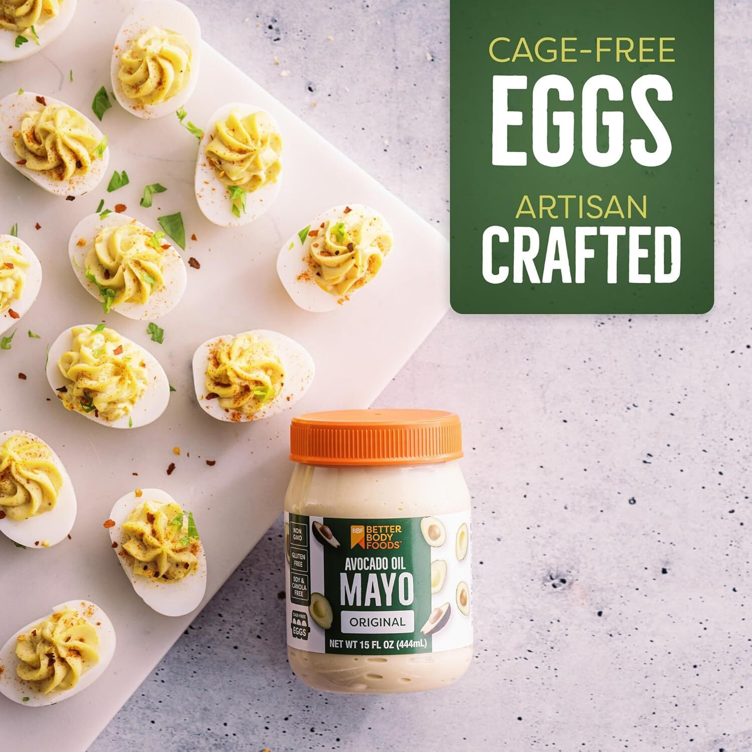 Betterbody Foods Avocado Oil Mayonnaise, Non-Gmo Mayo Spread Made With Cage-Free Eggs, Paleo (15 Ounces)