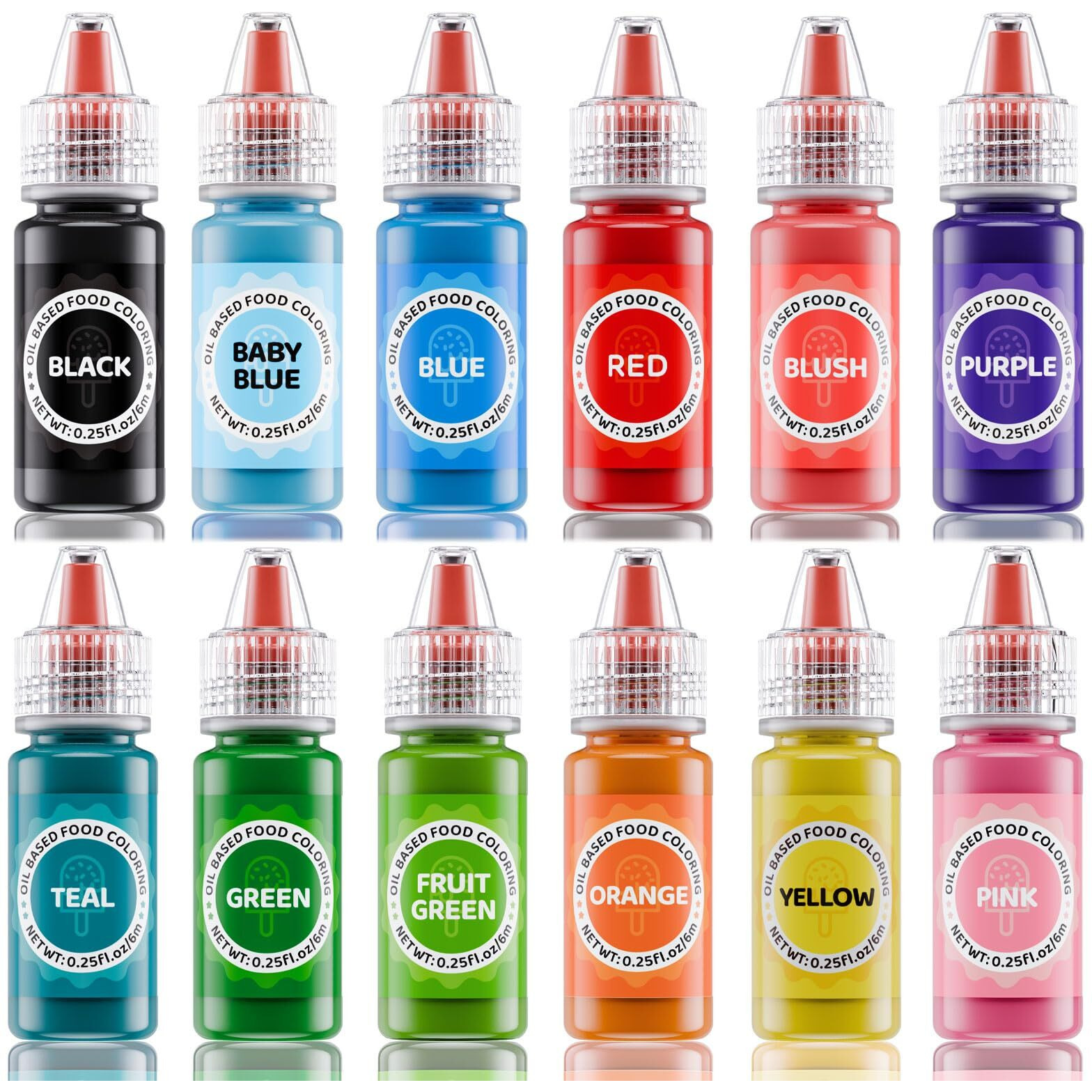 Oil Based Food Coloring For Chocolates - Jelife 12 Colors Oils Dye Set Flavorless Edible Food Color Vibrant Concentrated Neon Icing Colors For Candy Melts (6Ml/Bottles)