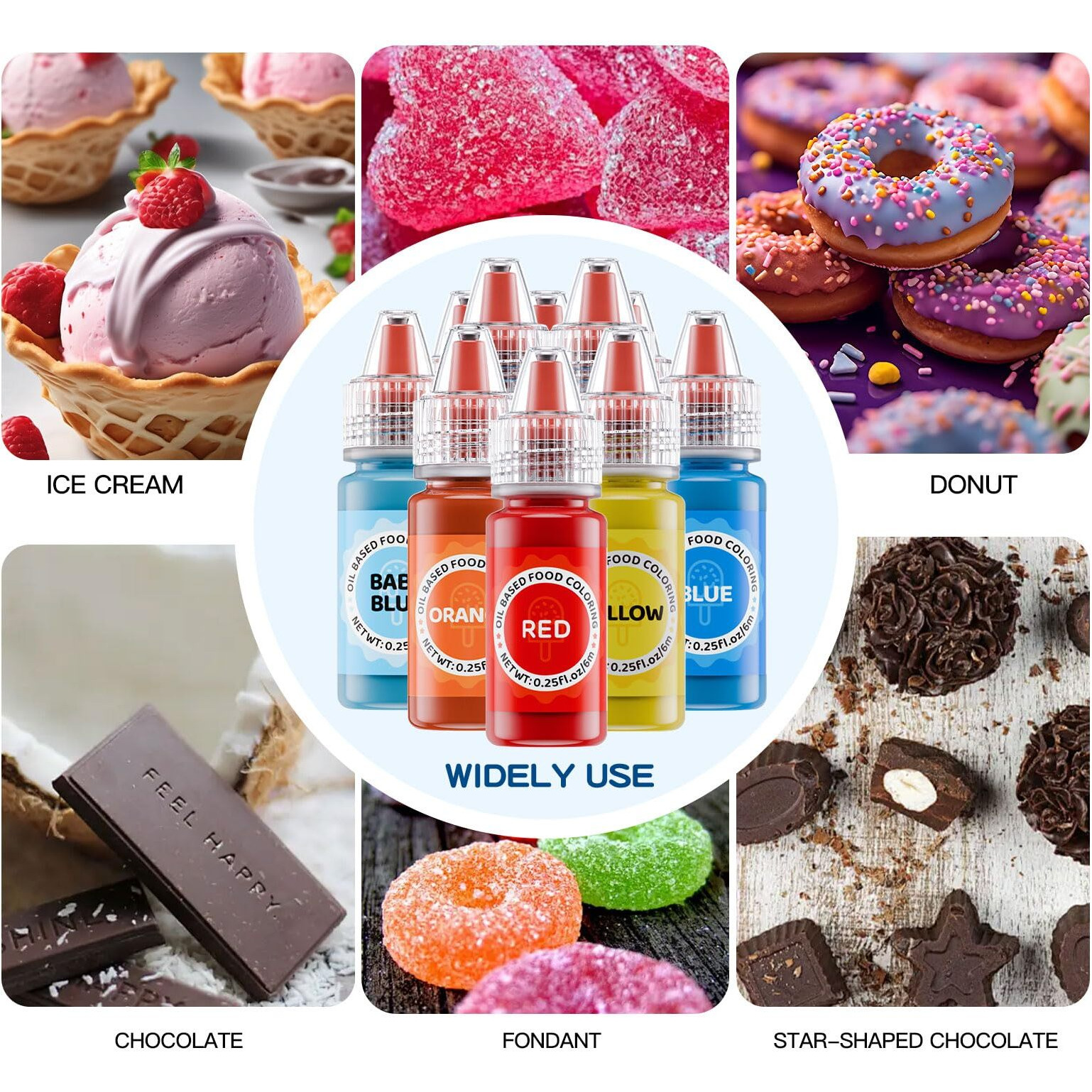 Oil Based Food Coloring For Chocolates - Jelife 12 Colors Oils Dye Set Flavorless Edible Food Color Vibrant Concentrated Neon Icing Colors For Candy Melts (6Ml/Bottles)