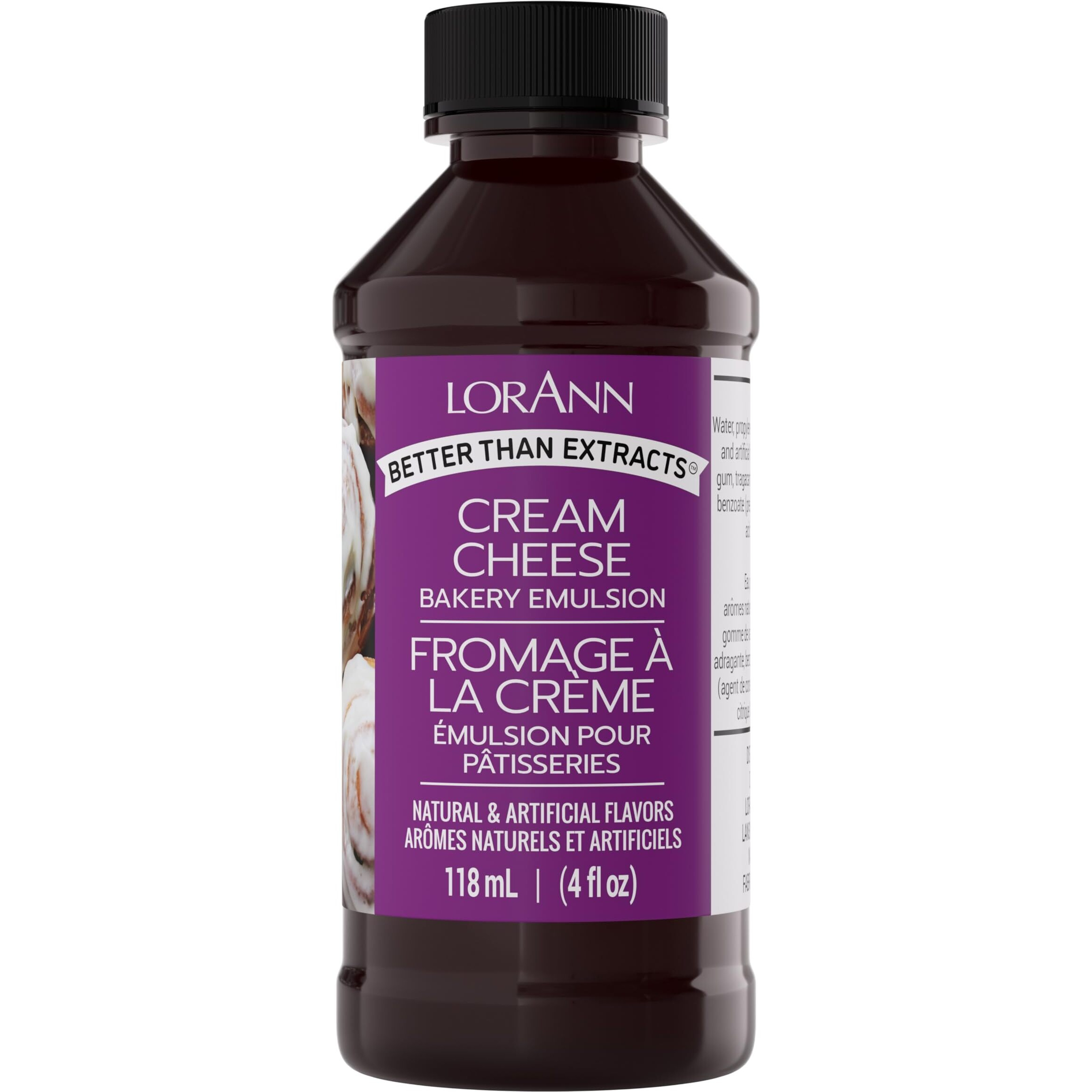 Lorann Oils Cream Cheese Bakery Emulsion True Essence, Ideal For Boosting Fruit Tones In Cakes, Cookies & Desserts, Gluten-Free, Keto-Friendly, Extract Substitute Essential For Your Kitchen, 4 Oz