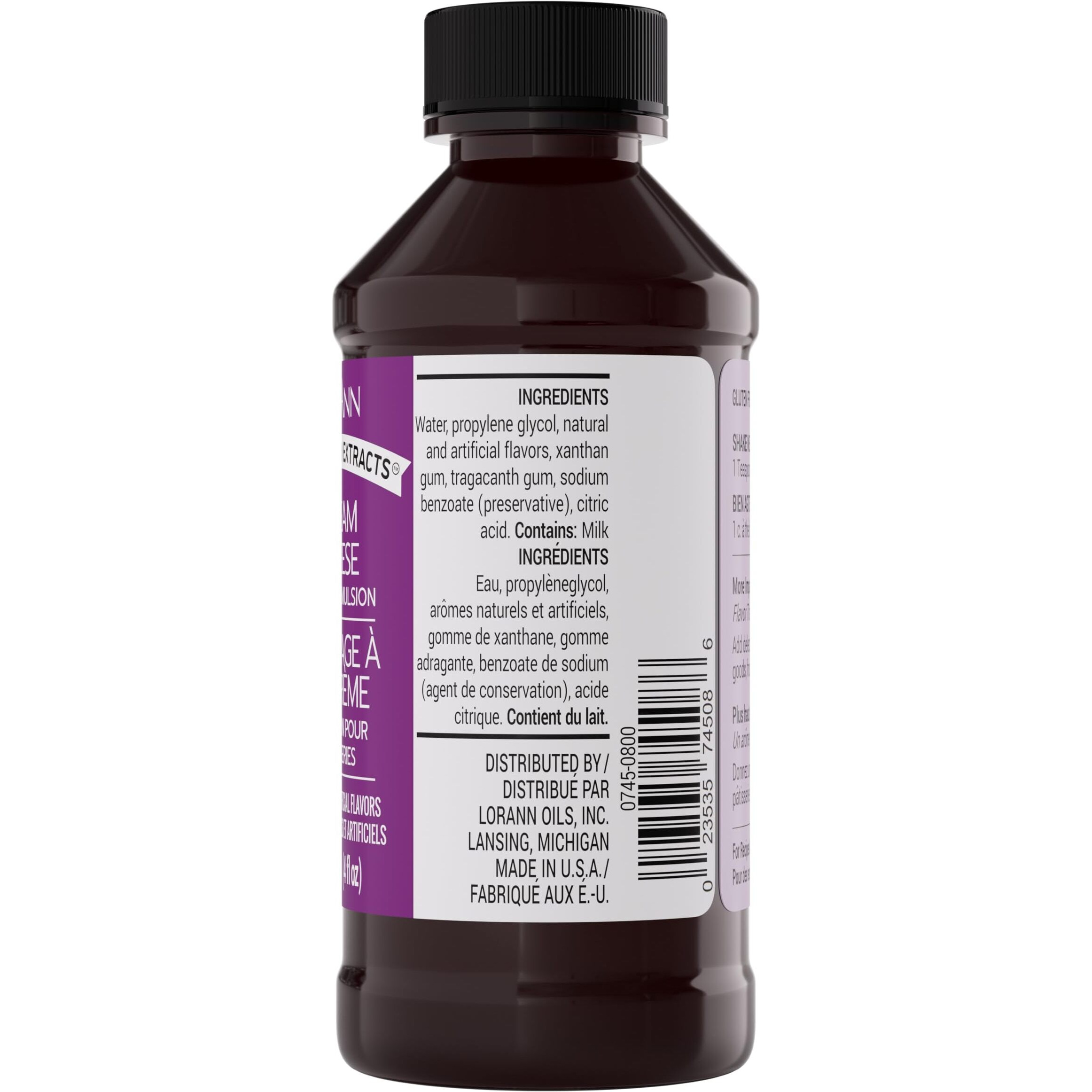 Lorann Oils Cream Cheese Bakery Emulsion True Essence, Ideal For Boosting Fruit Tones In Cakes, Cookies & Desserts, Gluten-Free, Keto-Friendly, Extract Substitute Essential For Your Kitchen, 4 Oz