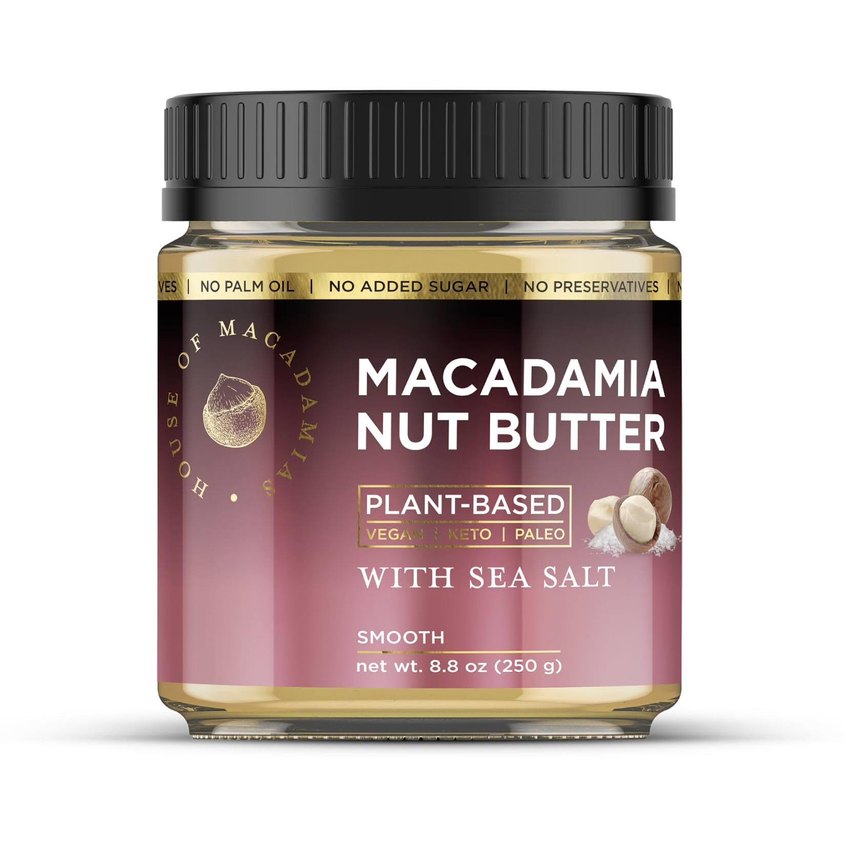 House Of Macadamias Macadamia Nut Butter With Sea Salt - 8.8Oz - No Added Sugar, No Palm Oil, Plant-Based, No Artificial Ingredients