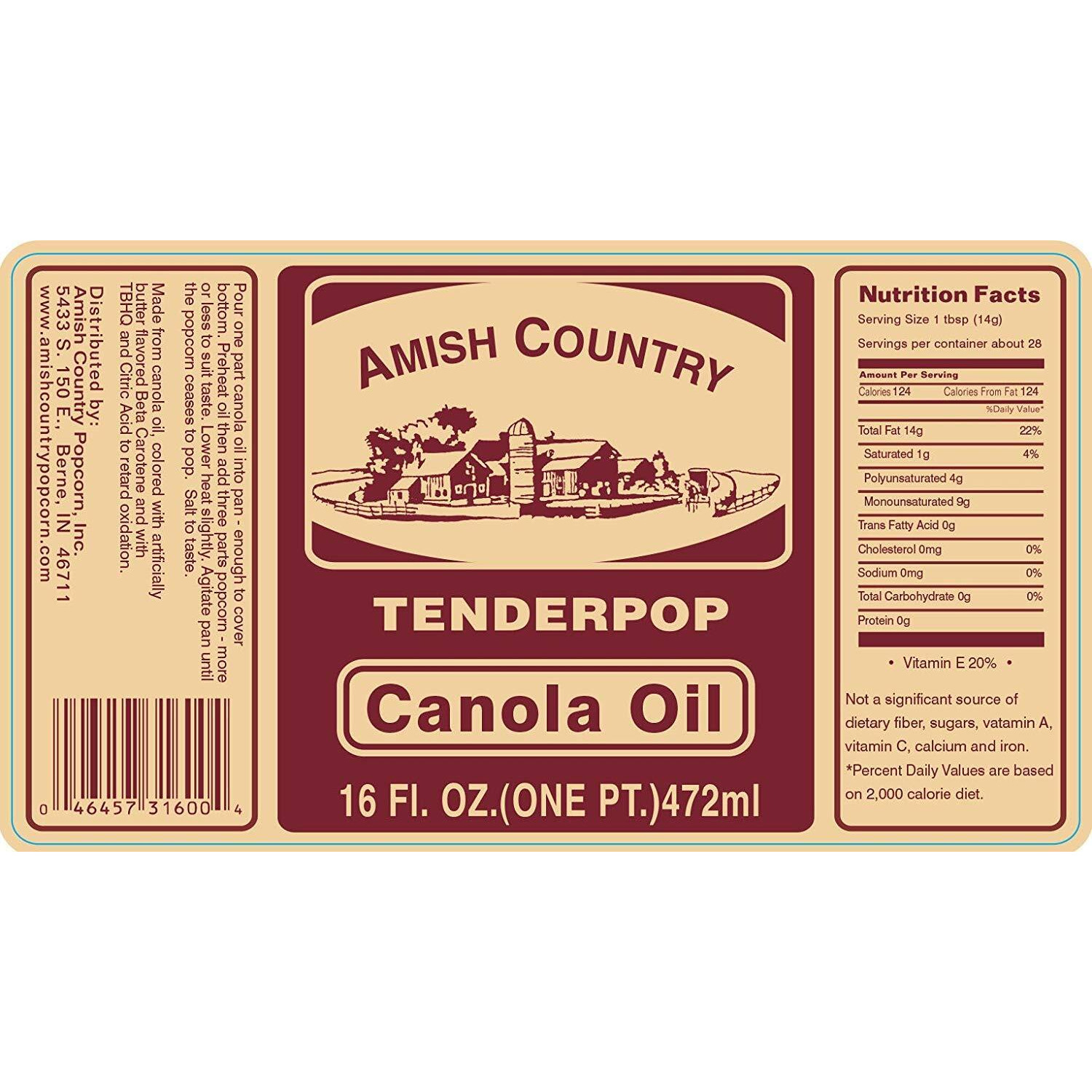 Amish Country Popcorn | 2-16 Oz Jars - Butter Flavored Canola Oil | Old Fashioned, Non-Gmo And Gluten Free (2-16 Oz Jars)