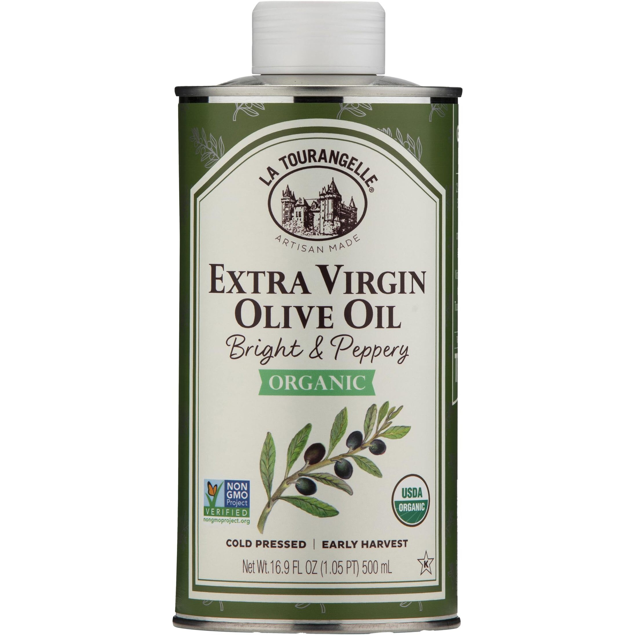 La Tourangelle, Organic Extra Virgin Olive Oil, Cold-Pressed High Antioxidant Picual Olives From Spain, 16.9 Fl Oz