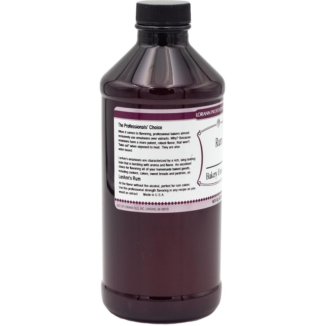 Lorann Oils Rum Bakery Emulsion Realistic Rum Flavor, Ideal For Enhancing Boozy Notes In Baked Goods, Gluten-Free, Keto-Friendly, Rum Extract Alternative Essential For Your Kitchen