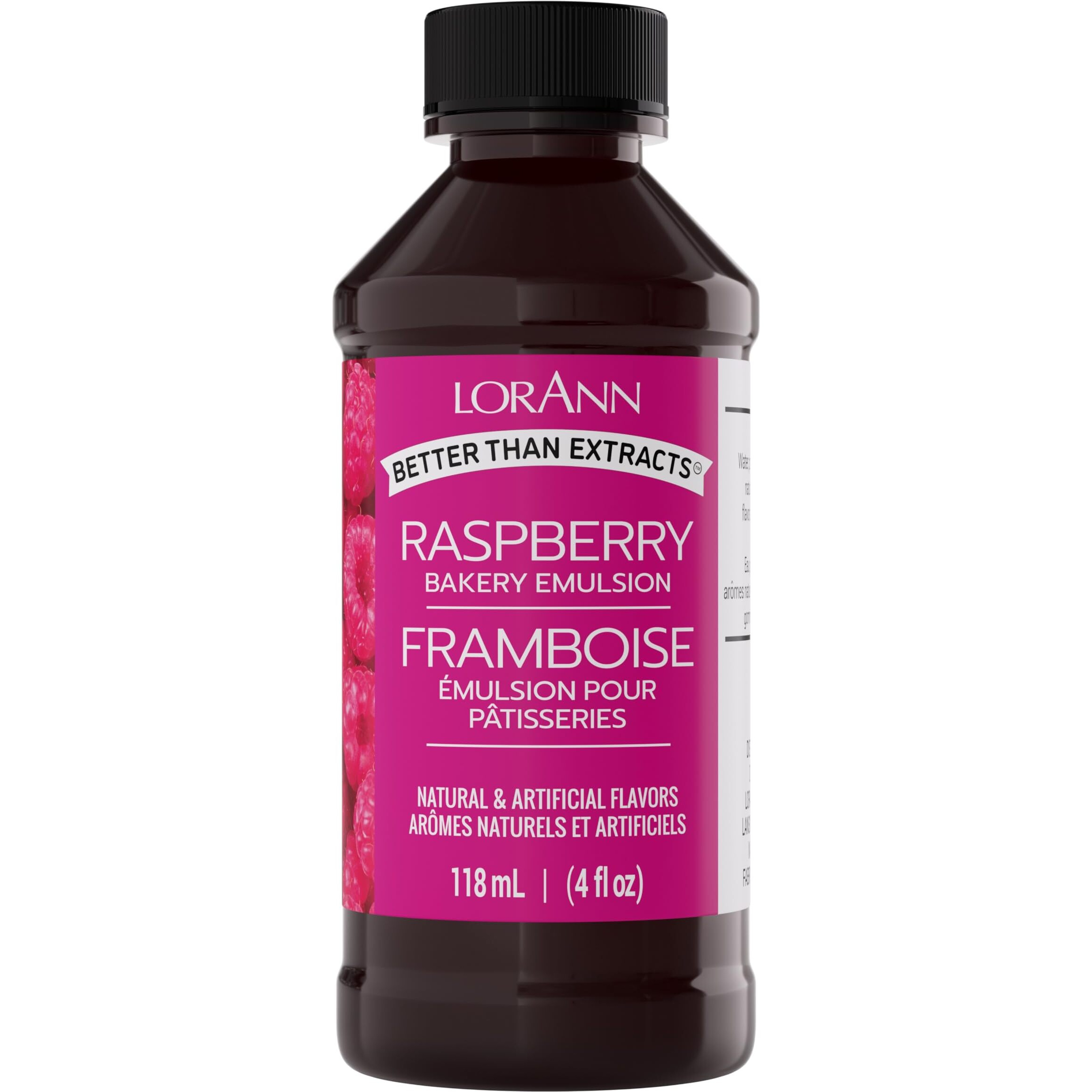 Lorann Oils Raspberry Bakery Emulsion True Essence, Ideal For Boosting Fruit Tones In Cakes, Cookies & Desserts, Gluten-Free, Keto-Friendly, Extract Substitute Essential For Your Kitchen, 4 Oz