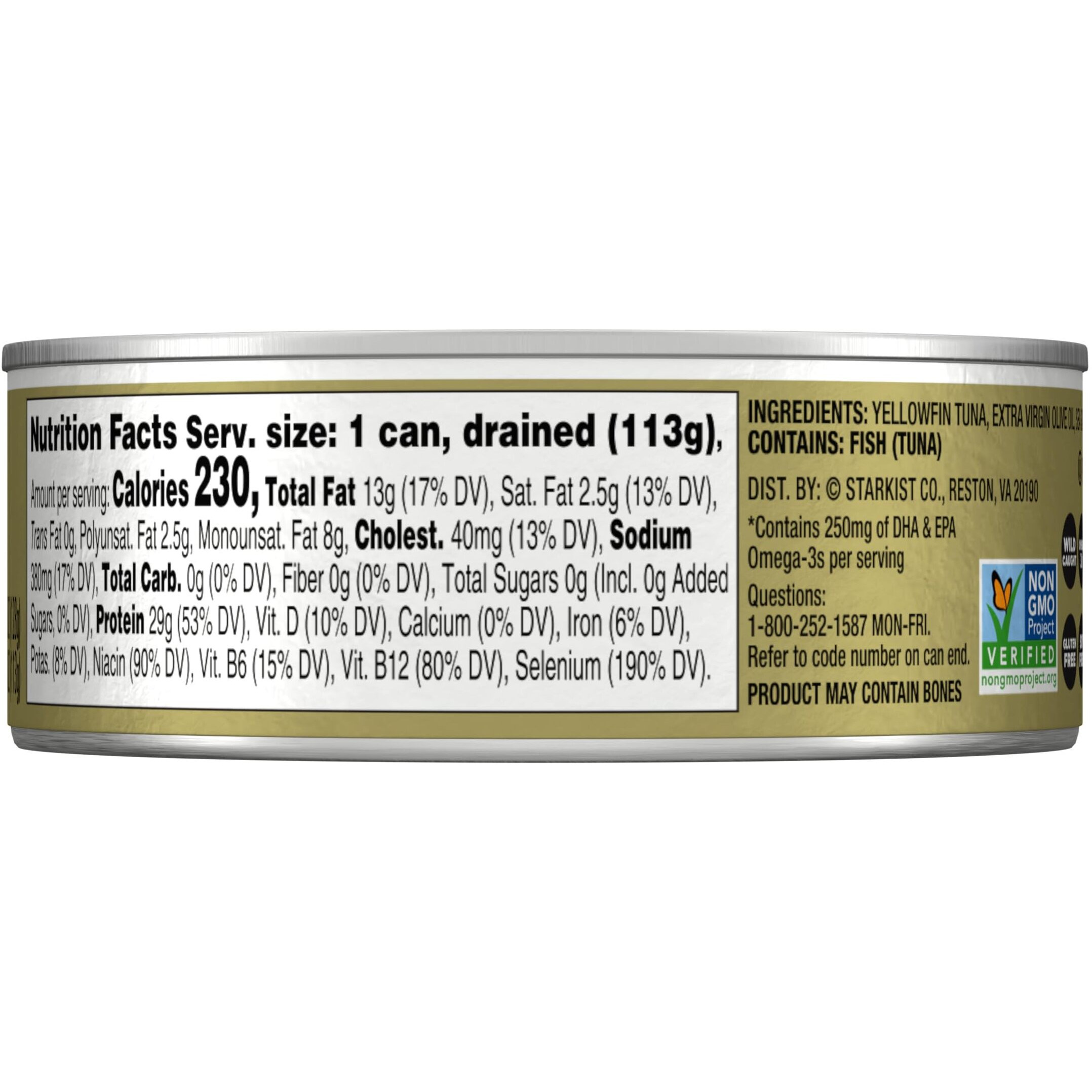 Starkist E.V.O.O. Solid Yellowfin Tuna In Extra Virgin Olive Oil, 4.5 Oz (4 Pack) Canned Tuna Fish, Wild Caught, Gluten Free, Ready To Eat, Perfect For Salads, Keto Meals And Snacks