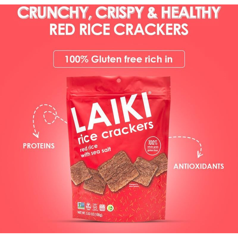 Rice Crackers - Gluten Free Snacks - Deliciously Light And Airy Crunch - Allergen-Friendly, Vegan, Non-Gmo, Fodmap Friendly, Seed-Oil Free, Red Rice Sea Salt Flavor - 3.53 Ounce Bag (Pack Of 8)