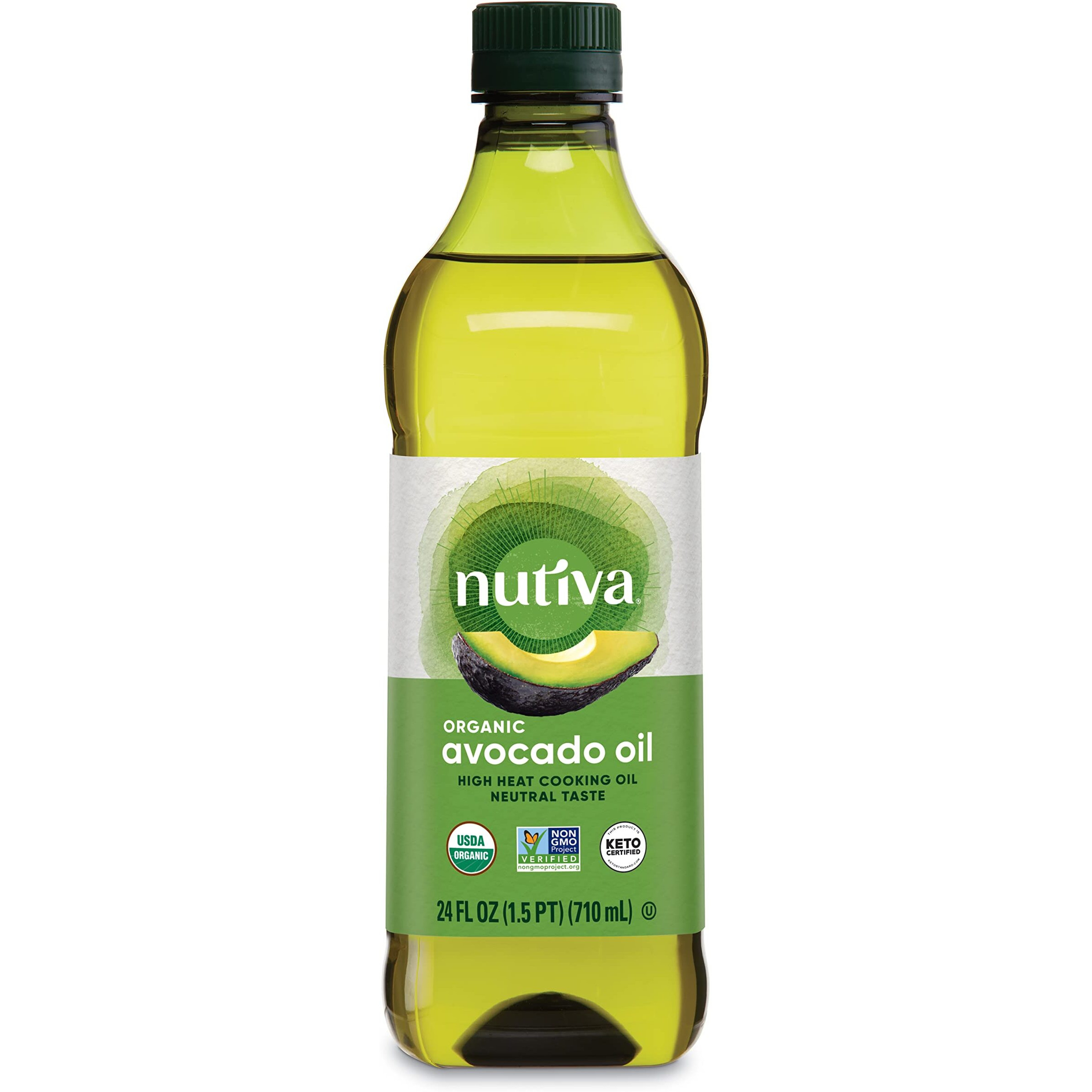 Nutiva Organic Avocado Oil For Cooking. 24 Fl Oz, Pure Steam-Refined, High Smoke Point Cooking Oil, Excellent For Frying. Suitable For Hair And Skin. Usda Organic And Non-Gmo