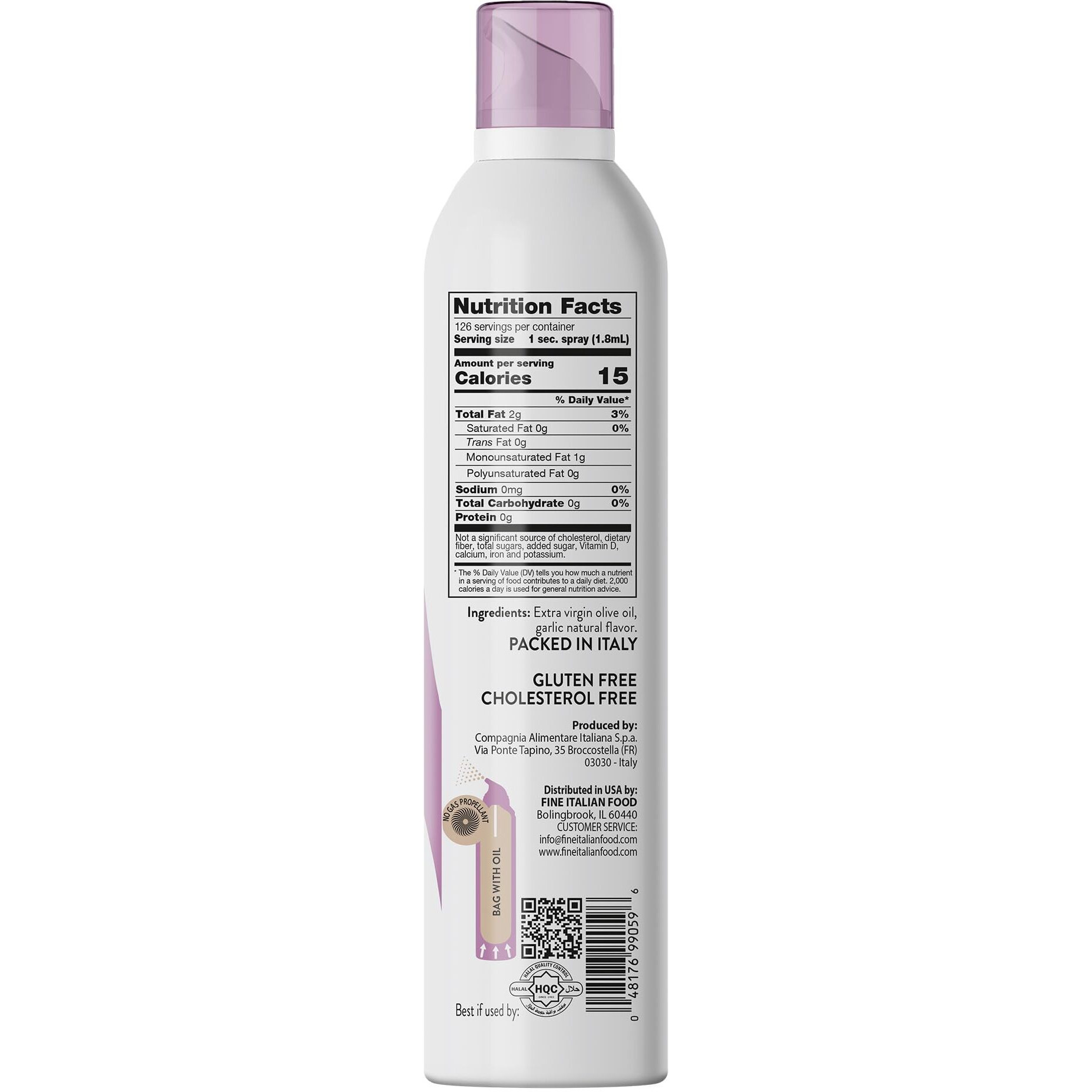 Mantova Extra Virgin Olive Oil Spray Garlic Flavored 8 Oz. Spray Bottle - Manage Oil Amount - Great For Salads & Cooking