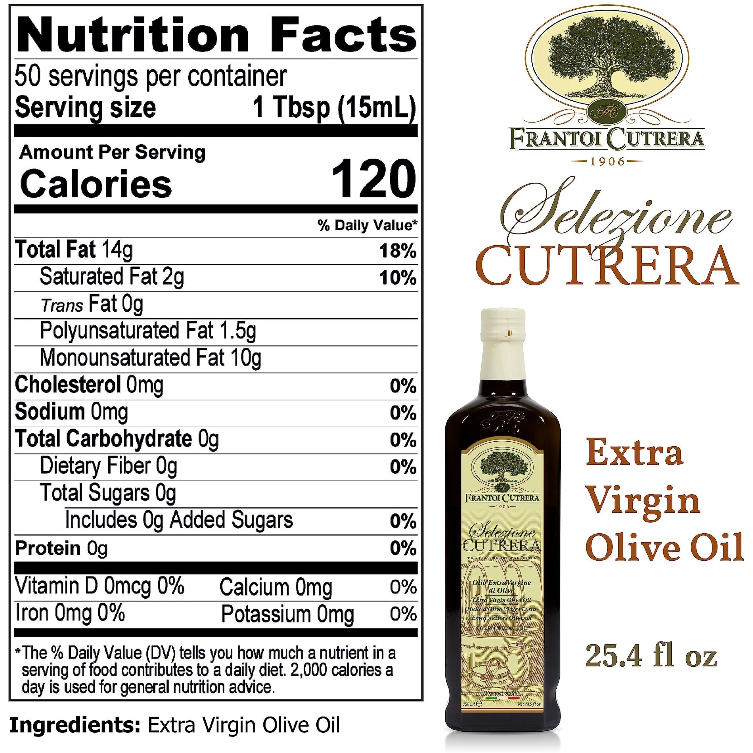 Frantoi Cutrera - Selezione - Extra Virgin Olive Oil From Italy, Sicilian Pure Evoo, Premium 2022/23 Early Harvest First Cold Pressed, Olive Oil High In Polyphenols, 24.5 Fl Oz (Pack Of 1)