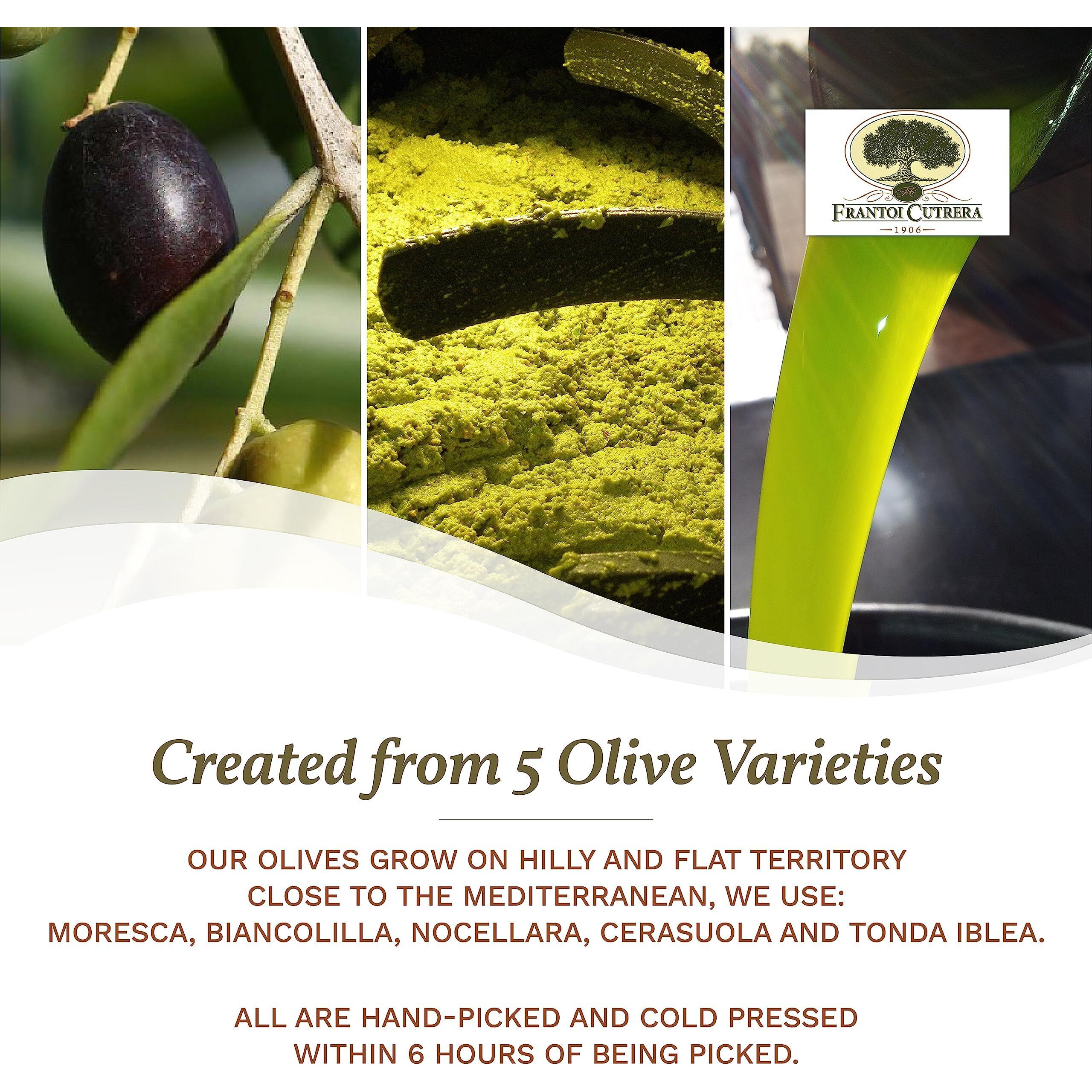 Frantoi Cutrera - Selezione - Extra Virgin Olive Oil From Italy, Sicilian Pure Evoo, Premium 2022/23 Early Harvest First Cold Pressed, Olive Oil High In Polyphenols, 24.5 Fl Oz (Pack Of 1)