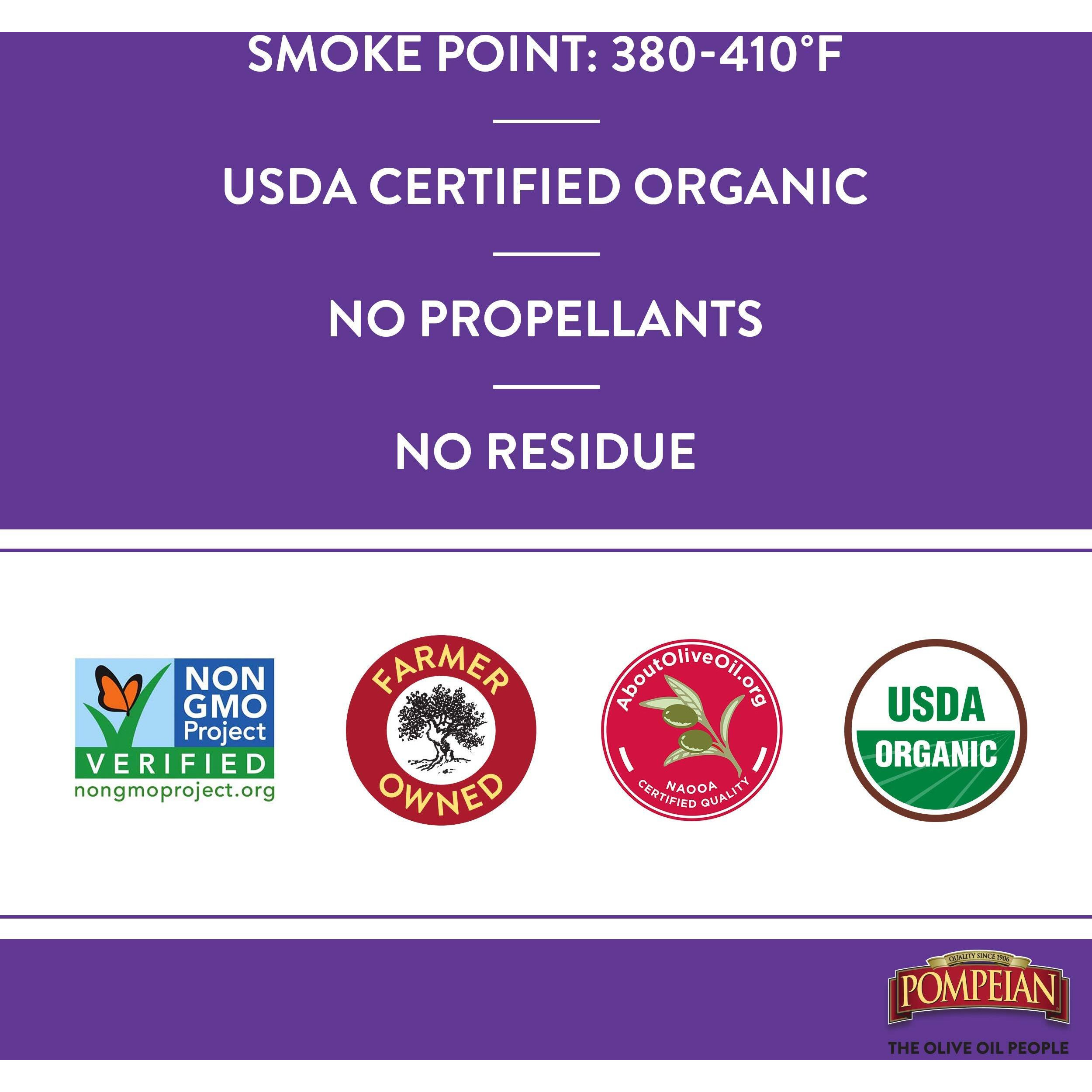Pompeian Usda Organic Extra Virgin Olive Oil Non-Stick Cooking Spray, No Propellant, 5 Fl Oz, Pack Of 3
