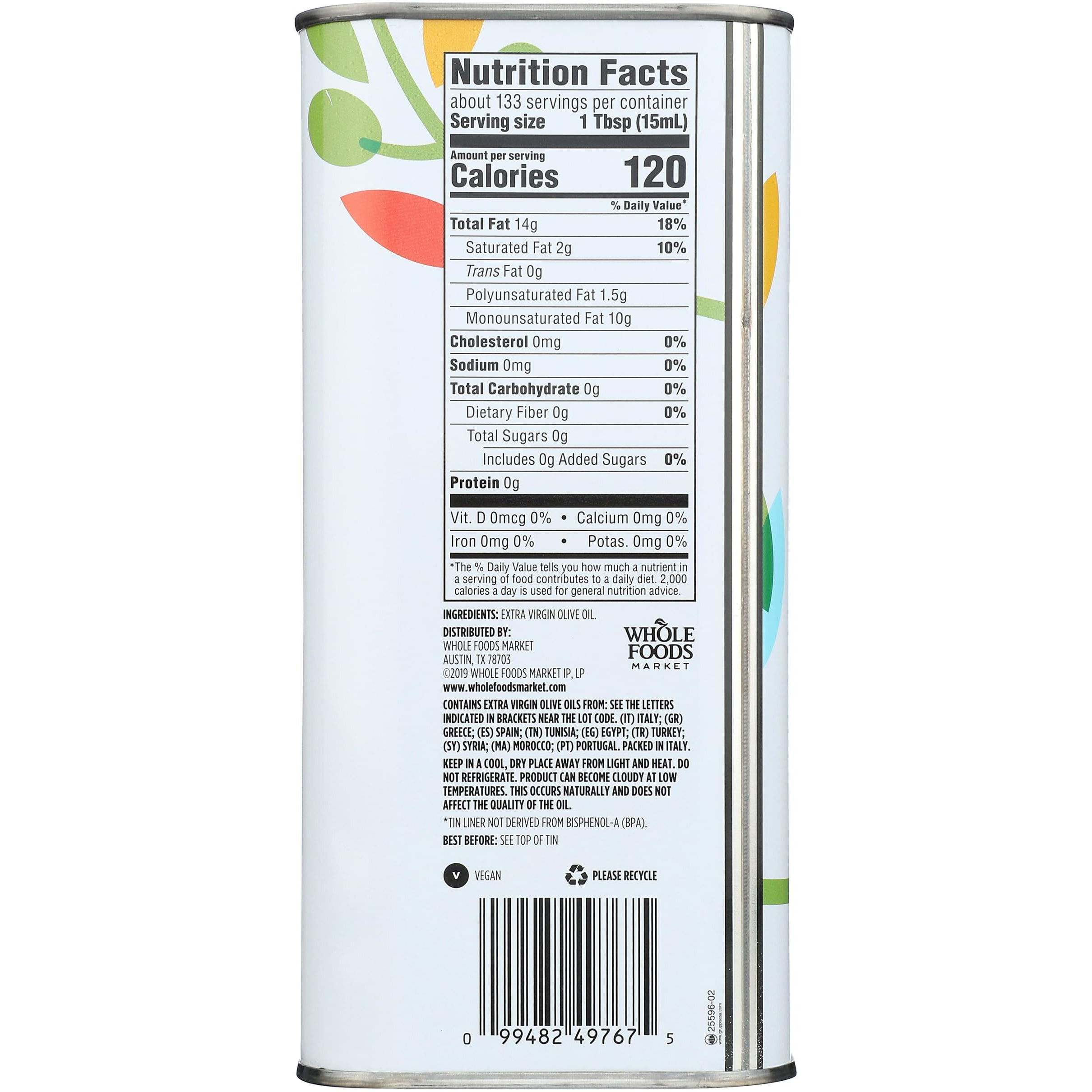 365 By Whole Foods Market, Mediterranean Blend Extra Virgin Olive Oil, 67.6 Fl Oz
