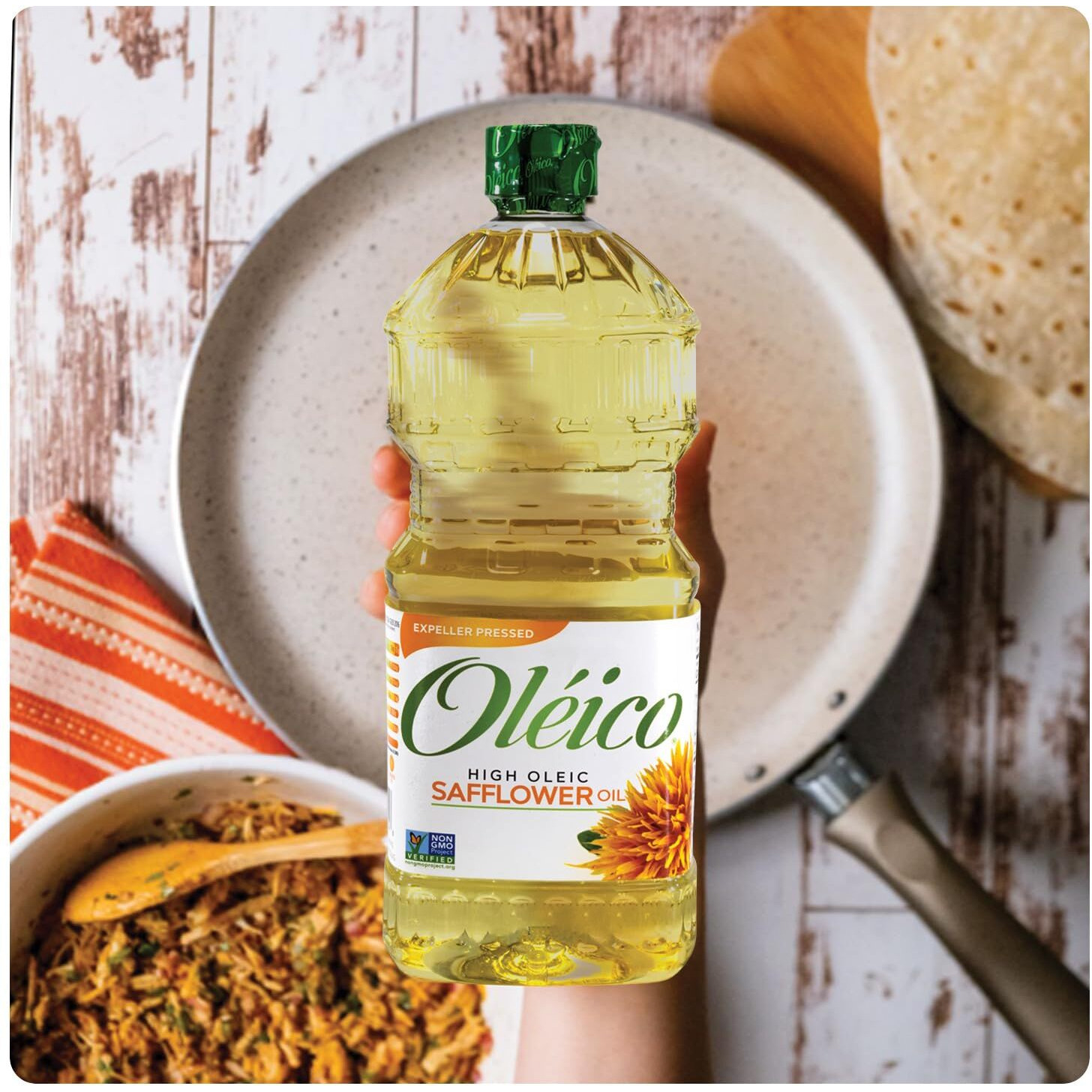 Oleico - High Oleic, Non Gmo Certified, Kosher Verified, Expeller Pressed, High Heat Stable Safflower Oil, Bottle Of 32.3 Fl Oz