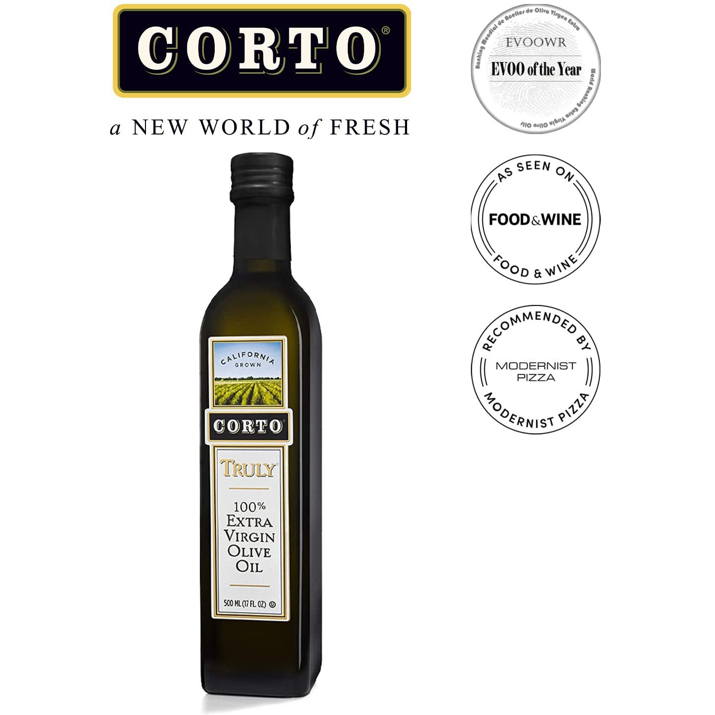 Corto Truly | 100% Extra Virgin Olive Oil | Floral Notes | Cold Extracted In State-Of-The-Art Mill | Straight From Official Corto Olive Groves & Oil Producer | 500 Ml