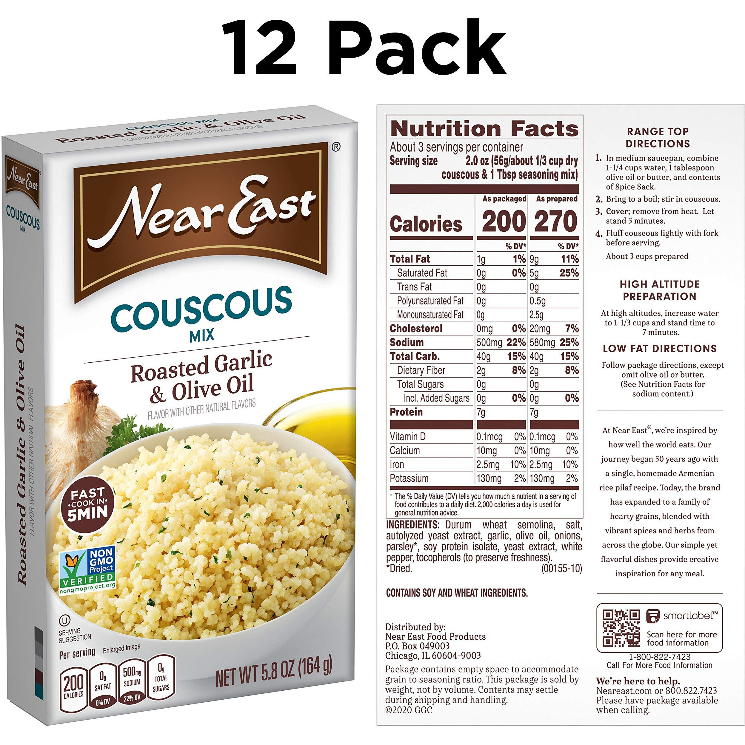 Near East Couscous Mix, Roasted Garlic & Olive Oil, 5.8 Oz, Pack Of 12