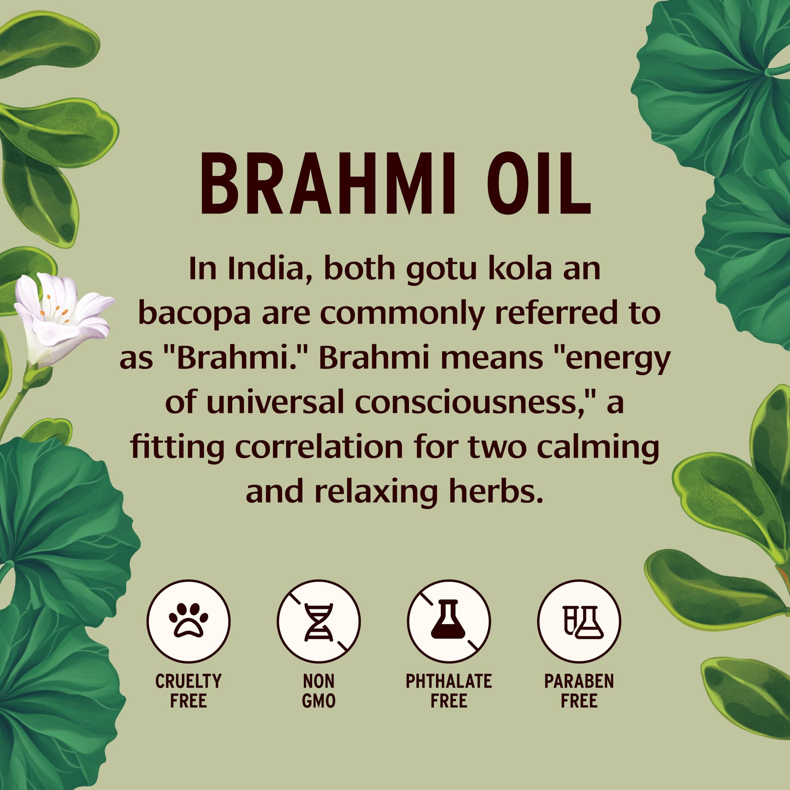Banyan Botanicals Brahmi Oil With Sesame - Organic Ayurvedic Massage Oil With Gotu Kola & Bacopa - Calming Massage Oil For Focus & Relaxation - 128 Oz - Non Gmo Sustainably Sourced Abhyanga Oil