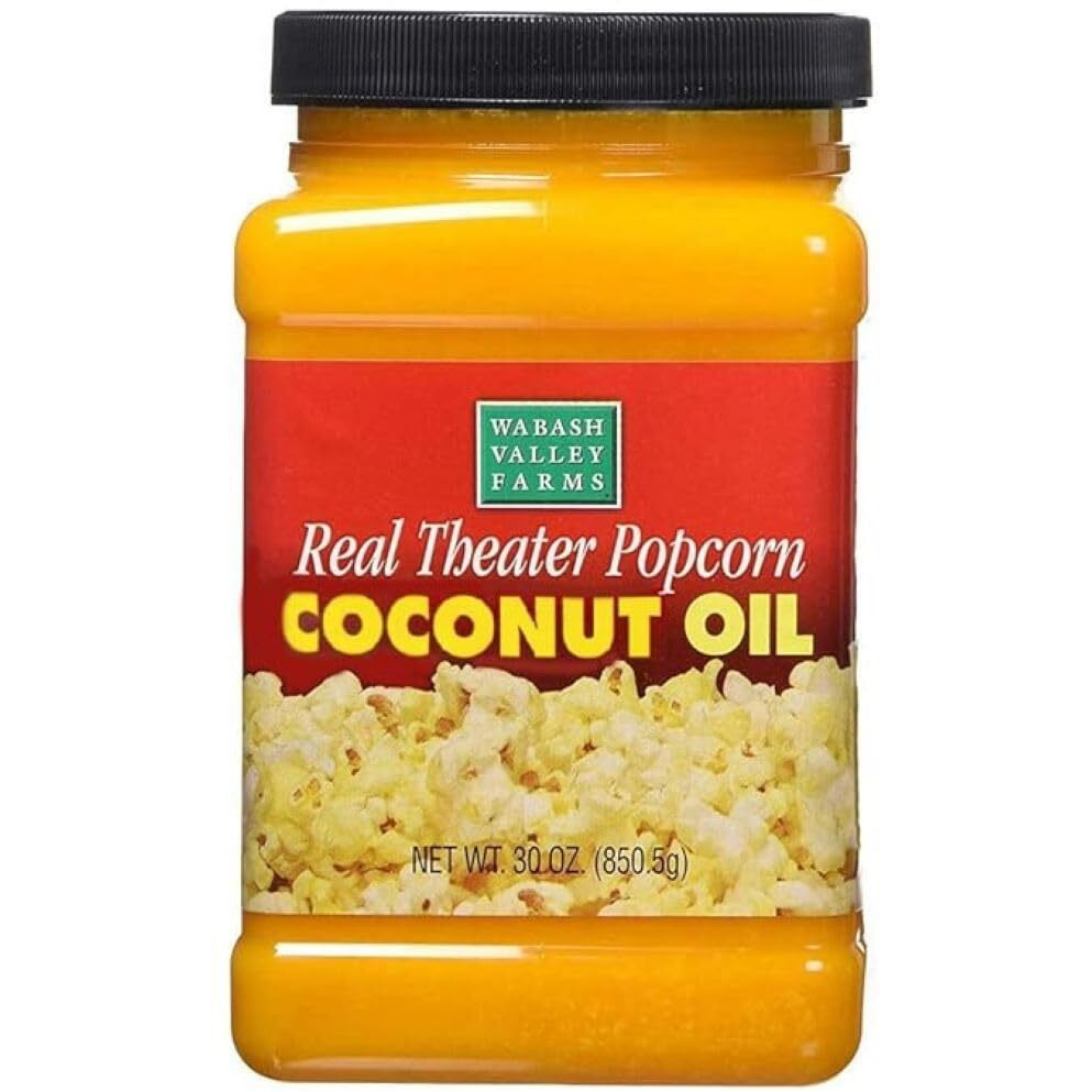 Real Theater Coconut Popcorn Oil - 30 Oz Butter Flavored Coconut Oil For Whirley Pop Popcorn Maker, Popcorn Oil Butter Flavor Stovetop Popcorn, Popcorn Oil For Popcorn Machine (By Wabash Valley Farms)