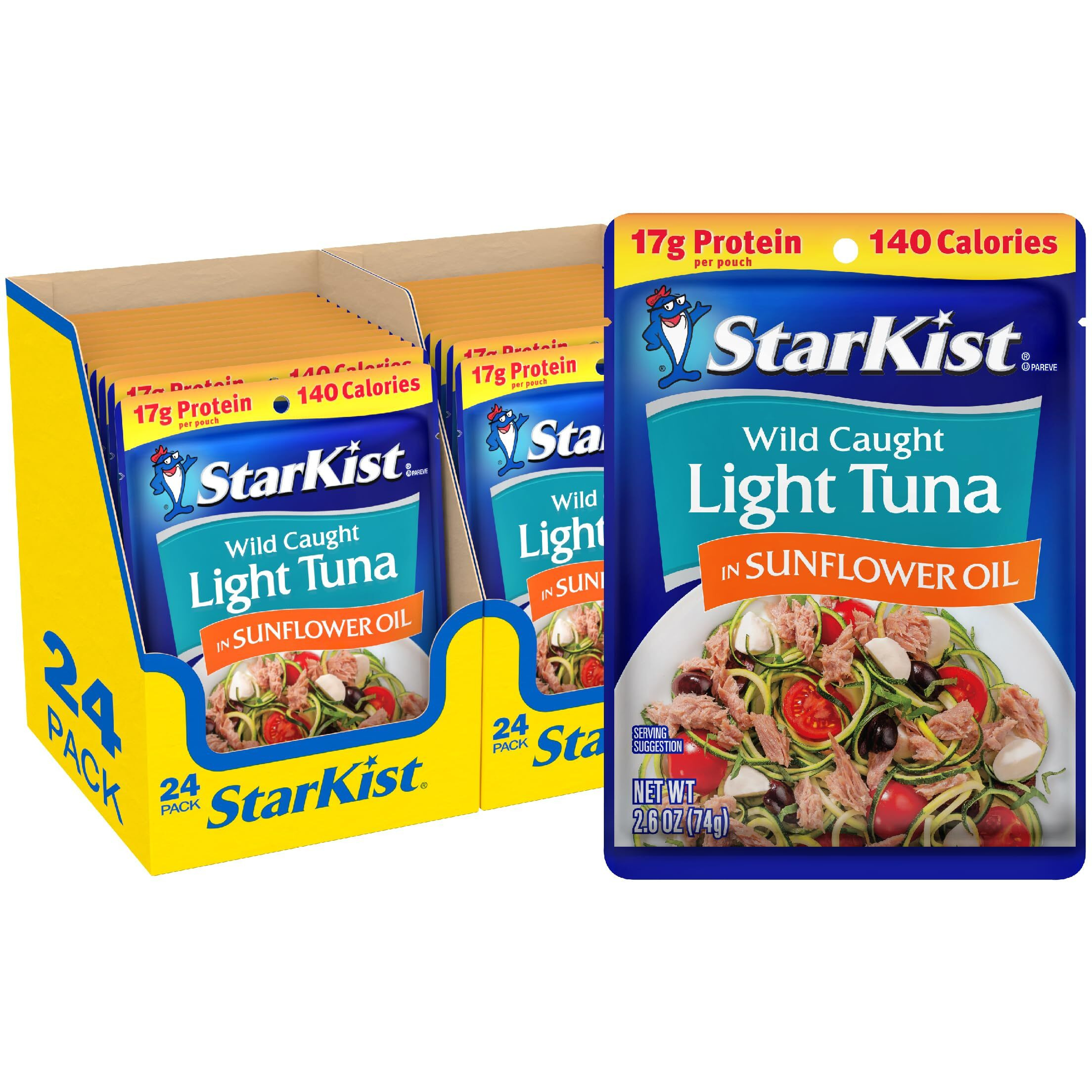 Starkist Chunk Light Tuna In Sunflower Oil, 2.6 Oz(Pack Of 24)
