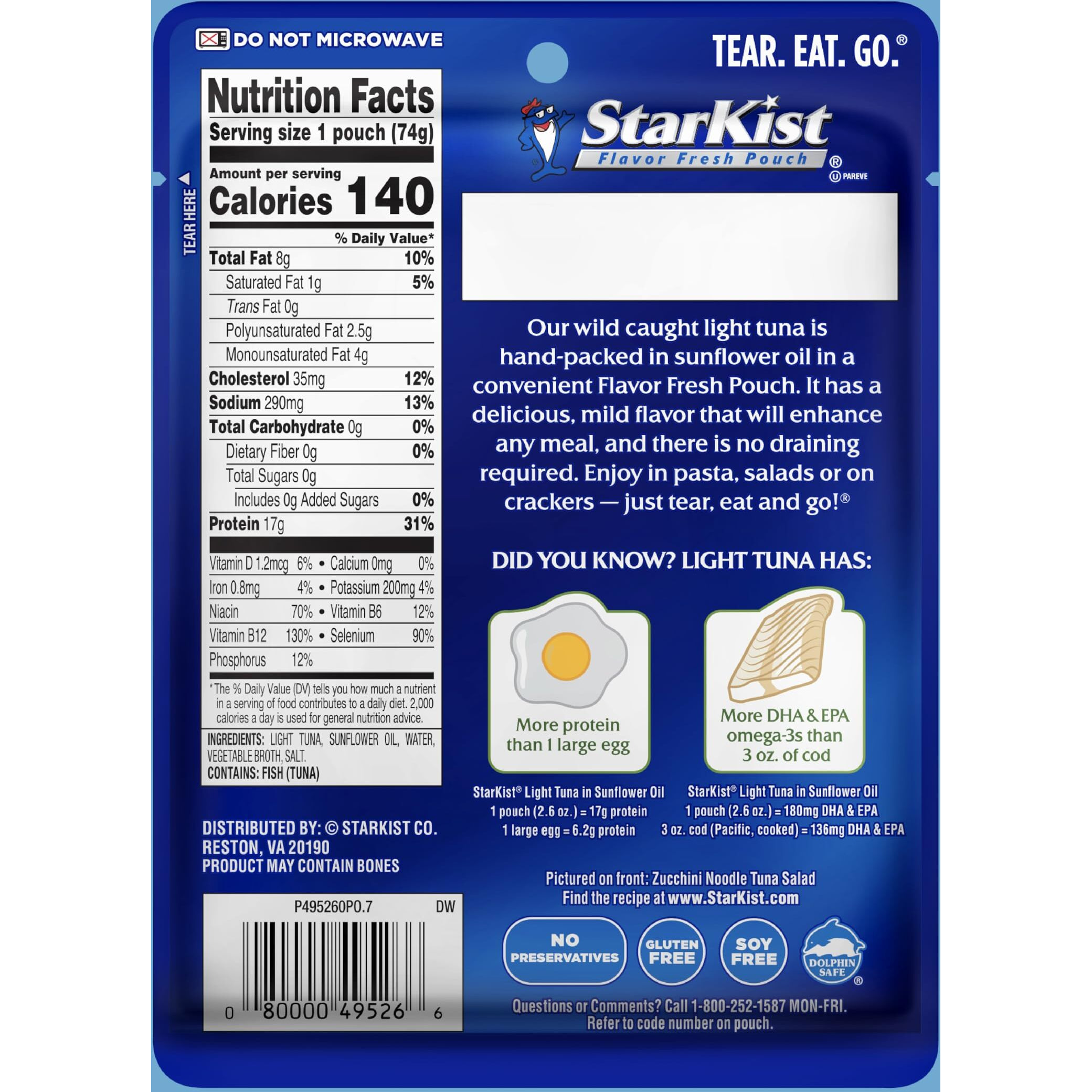 Starkist Chunk Light Tuna In Sunflower Oil, 2.6 Oz(Pack Of 24)