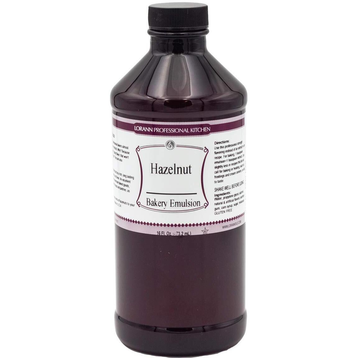 Lorann Oils Hazelnut Bakery Emulsion True Essence, Ideal For Boosting Fruit Tones In Cakes, Cookies & Desserts, Gluten-Free, Keto-Friendly, Extract Substitute Essential For Your Kitchen, 16 Oz