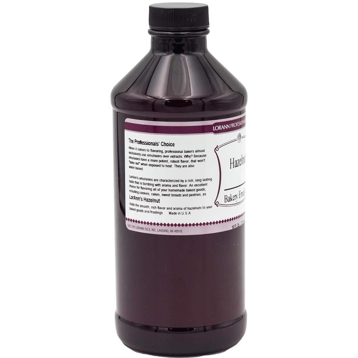 Lorann Oils Hazelnut Bakery Emulsion True Essence, Ideal For Boosting Fruit Tones In Cakes, Cookies & Desserts, Gluten-Free, Keto-Friendly, Extract Substitute Essential For Your Kitchen, 16 Oz