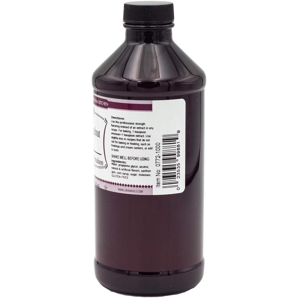 Lorann Oils Hazelnut Bakery Emulsion True Essence, Ideal For Boosting Fruit Tones In Cakes, Cookies & Desserts, Gluten-Free, Keto-Friendly, Extract Substitute Essential For Your Kitchen, 16 Oz