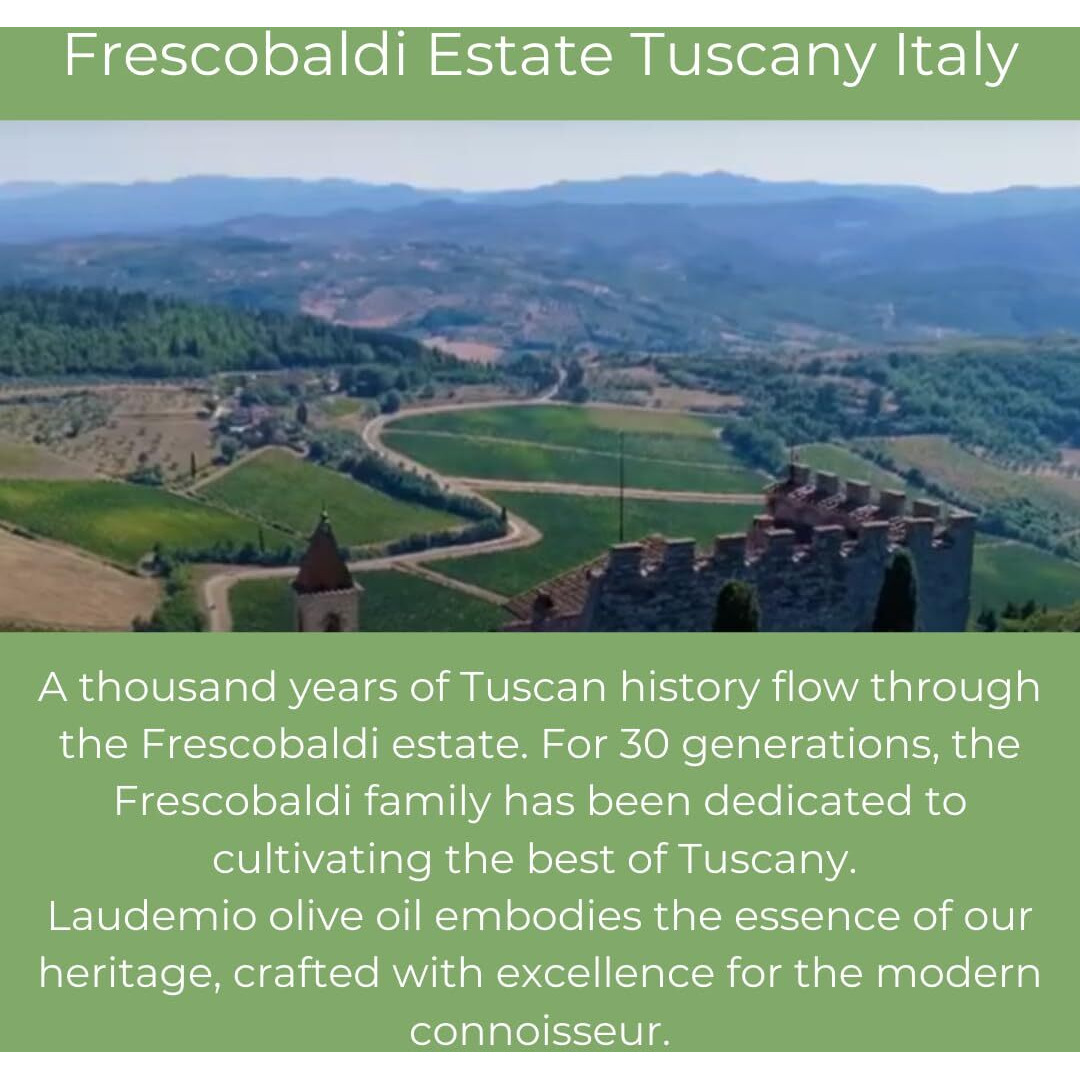 Frescobaldi Laudemio Extra Virgin Olive Oil, 16.9 Fl Oz, 500Ml, Premium, Award Winning Product Of Tuscany, Italy, Fruity & Peppery Flavor, Smooth & Robust Low Acidity, Rich In Polyphenols (Pack Of 2)