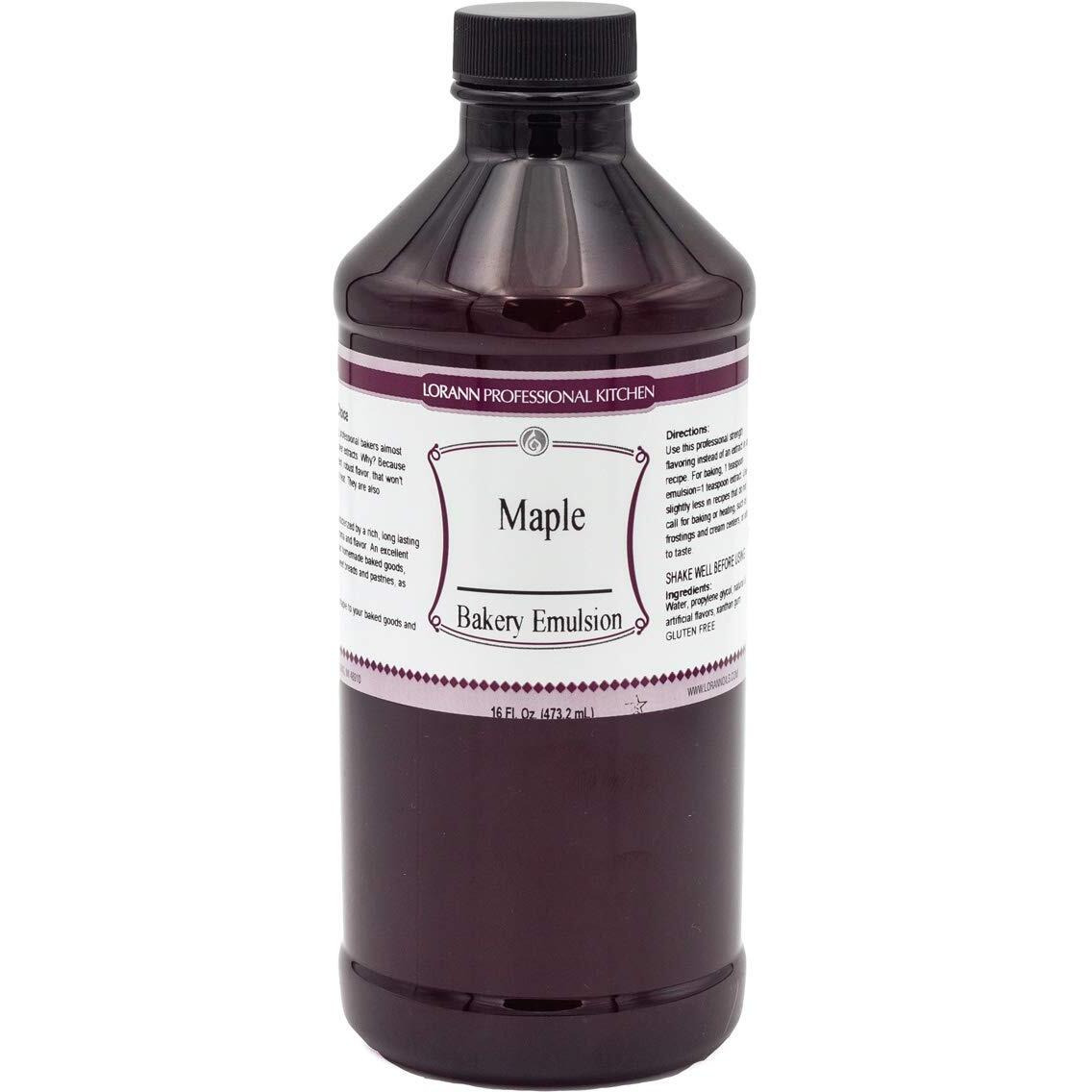 Lorann Oils Maple Bakery Emulsion True Essence, Ideal For Boosting Fruit Tones In Cakes, Cookies & Desserts, Gluten-Free, Keto-Friendly, Extract Substitute Essential For Your Kitchen, 16 Oz